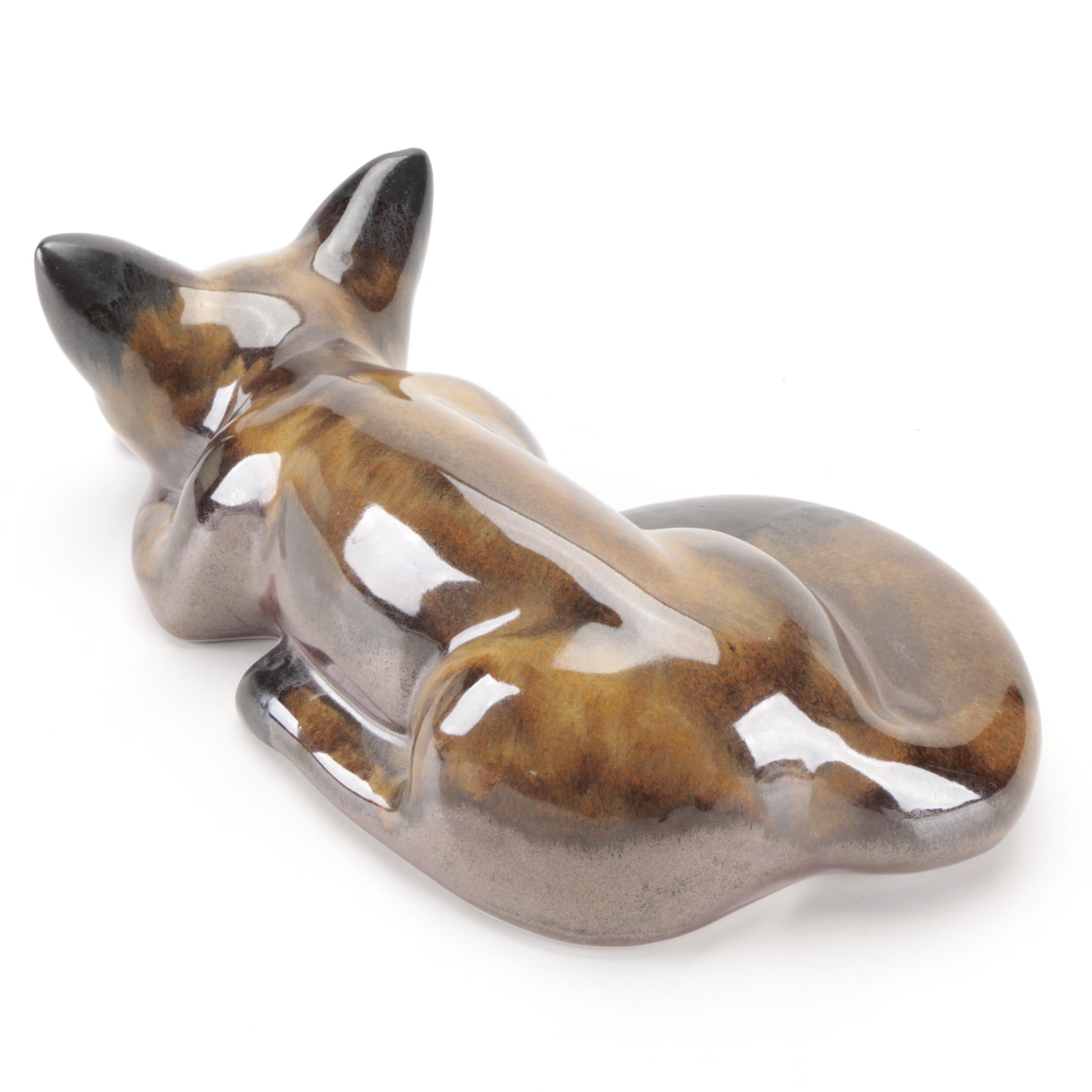 Tommy Bullen for Pigeon River Pottery Sleeping Fox Figurine, 2004
