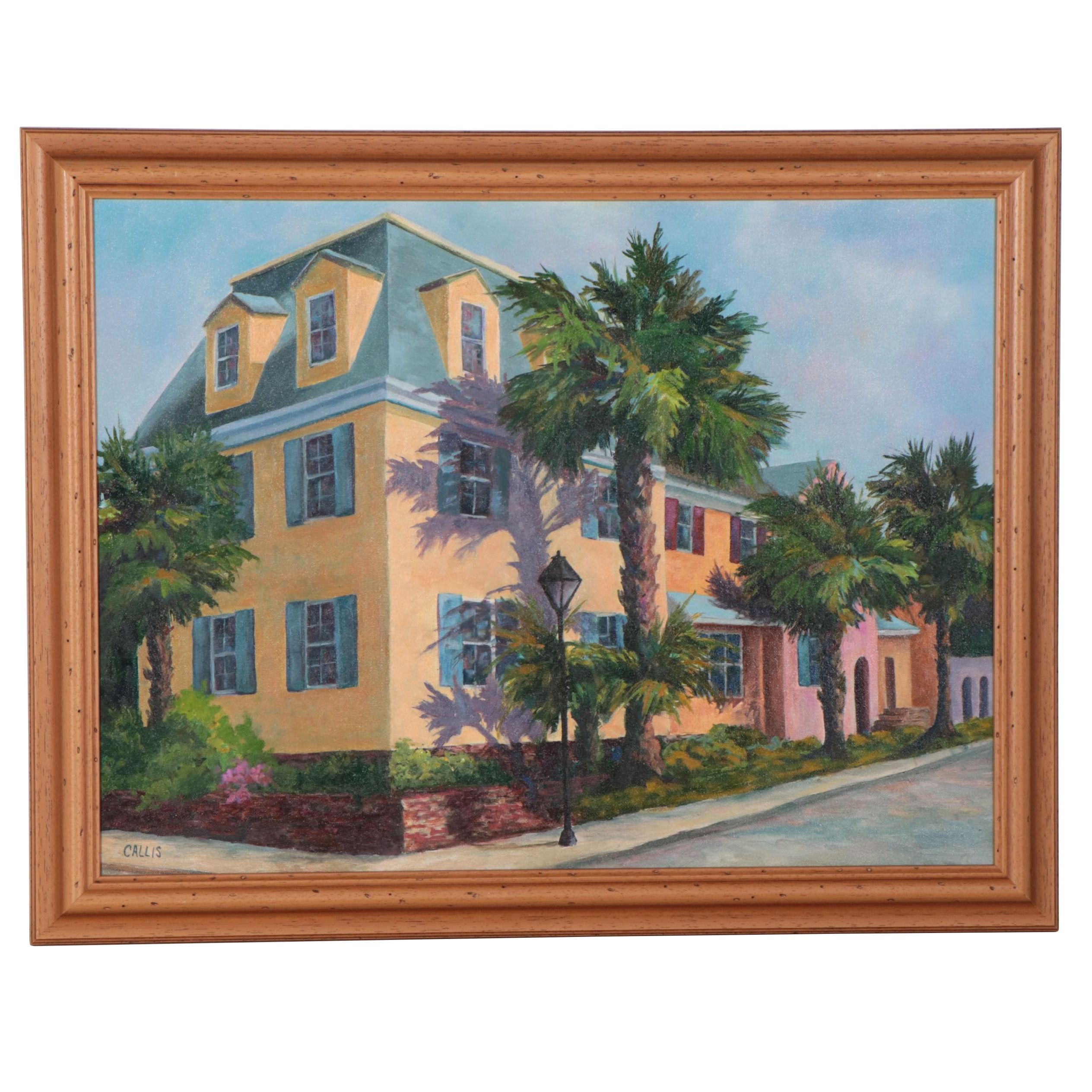 Carolyn Callis Residential Architecture Oil Painting, Circa 2005
