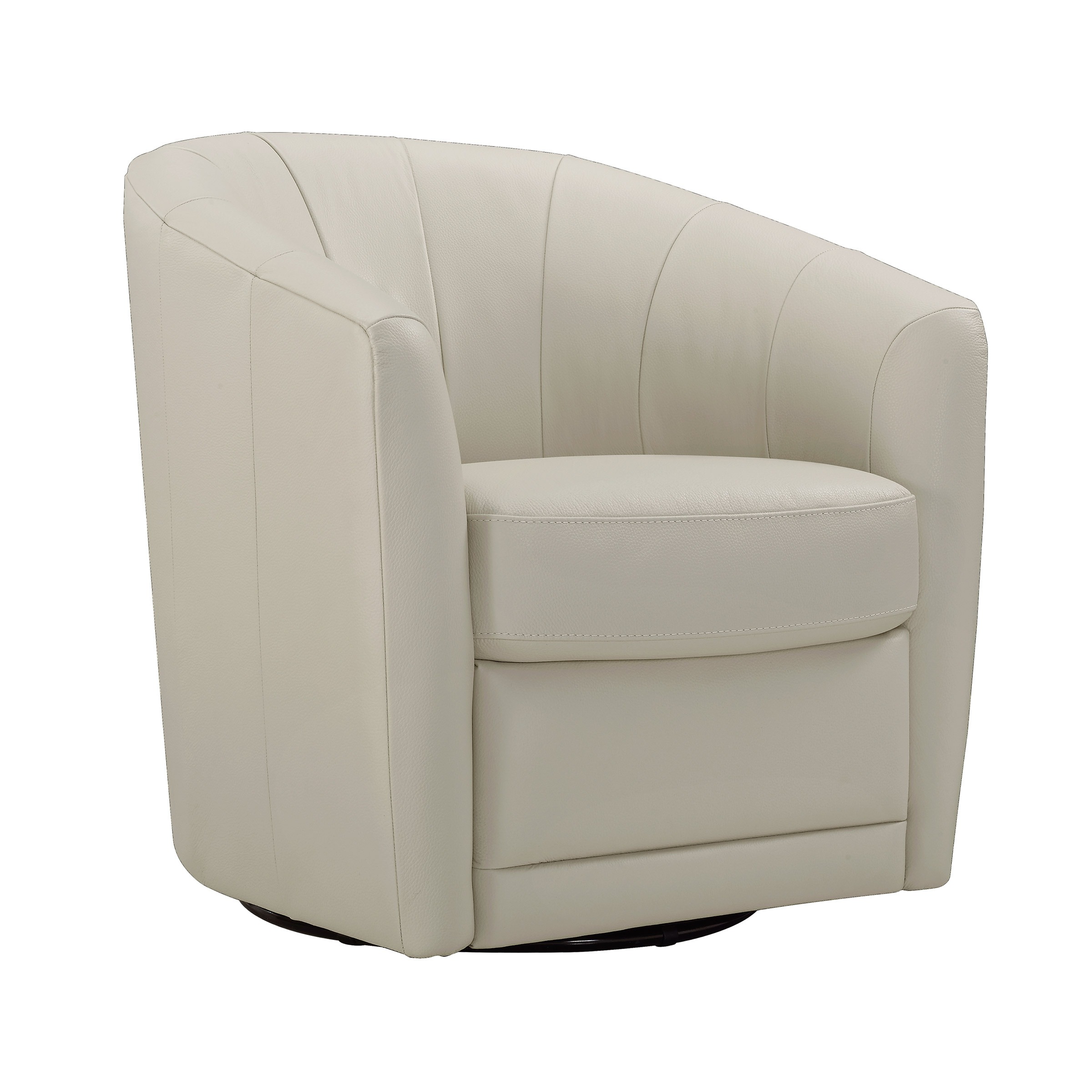 Natuzzigroup "Cora" Leather Swivel Chair in Cream