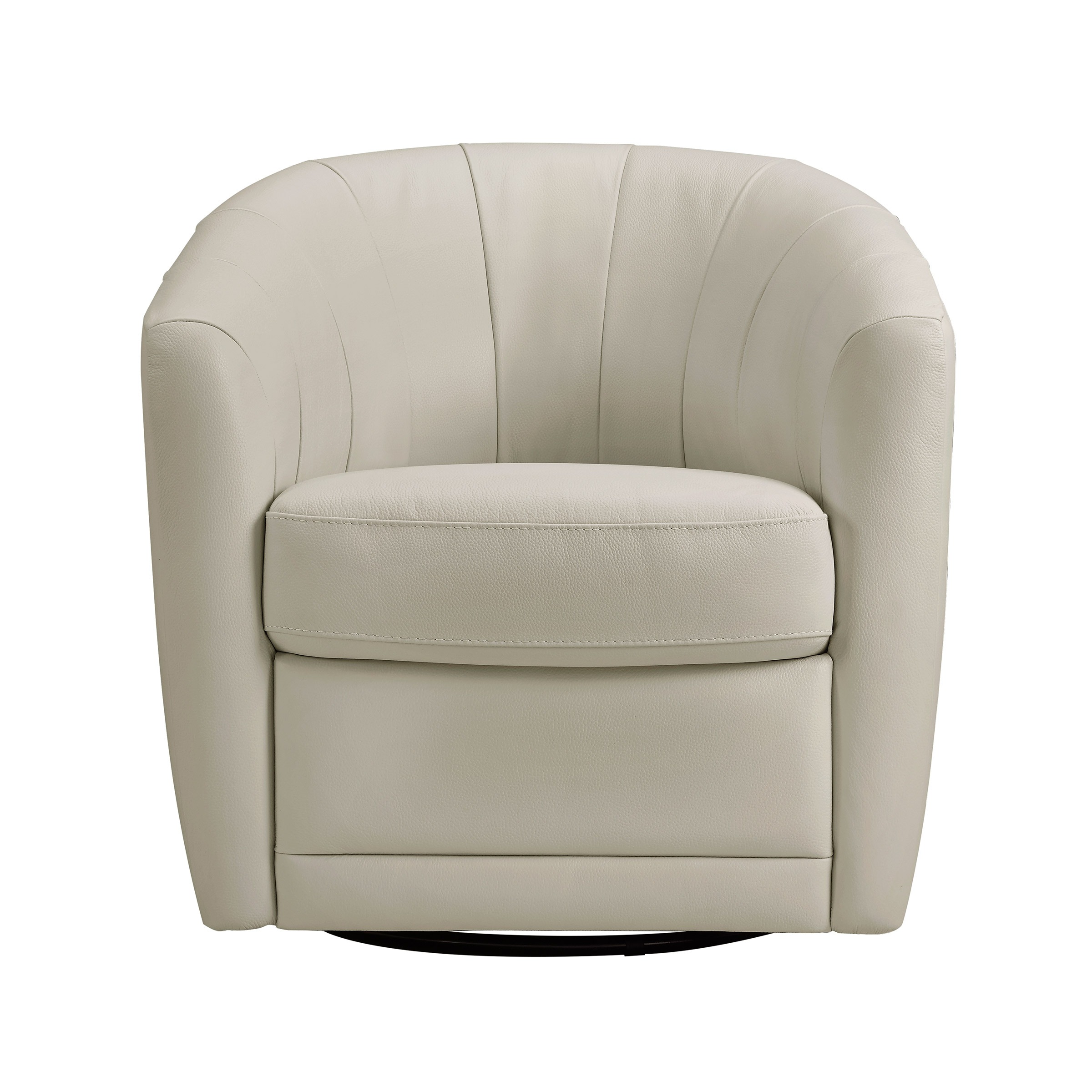 Natuzzigroup "Cora" Leather Swivel Chair in Cream