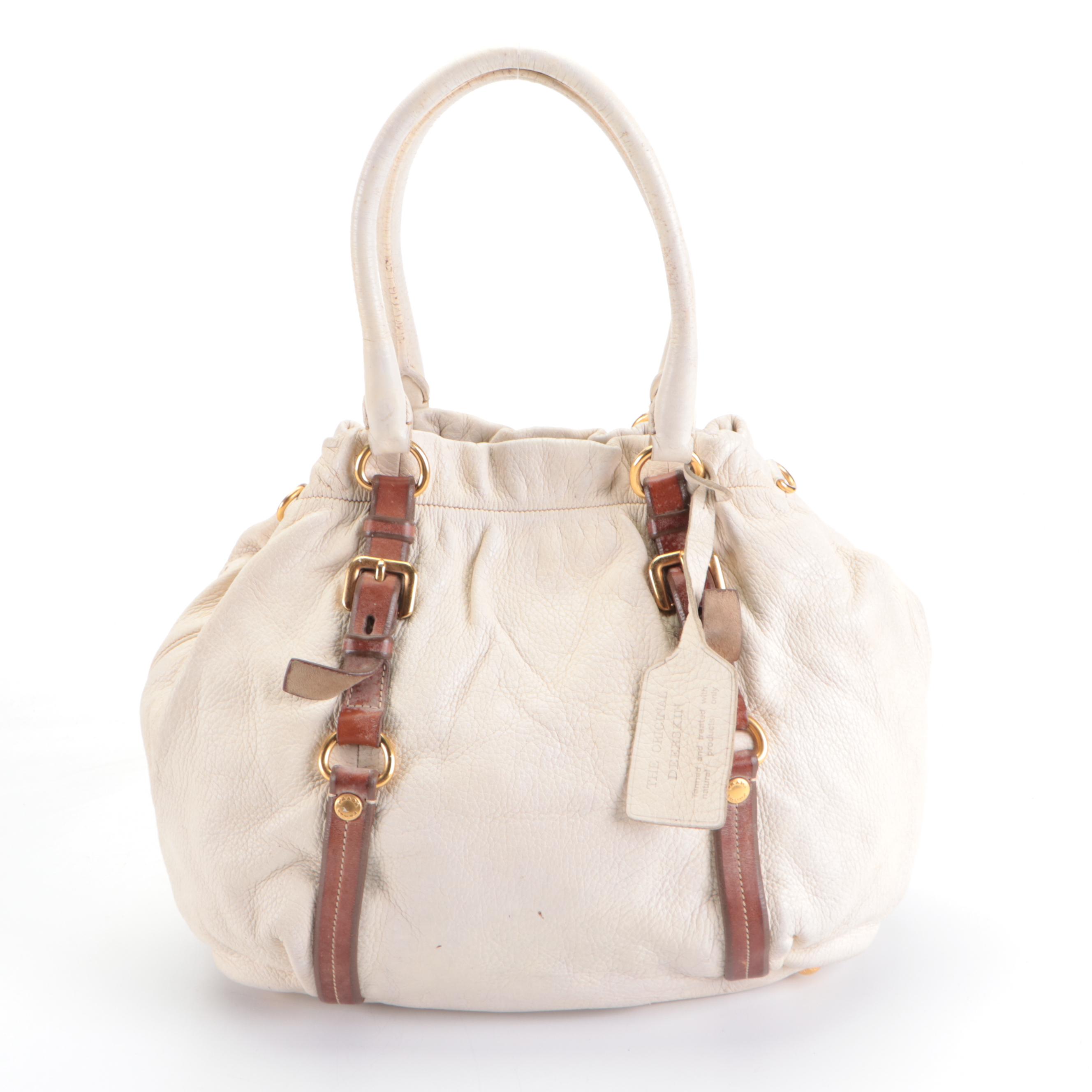 Prada Gathered Satchel in Talco Antik Cervo Deerskin Leather