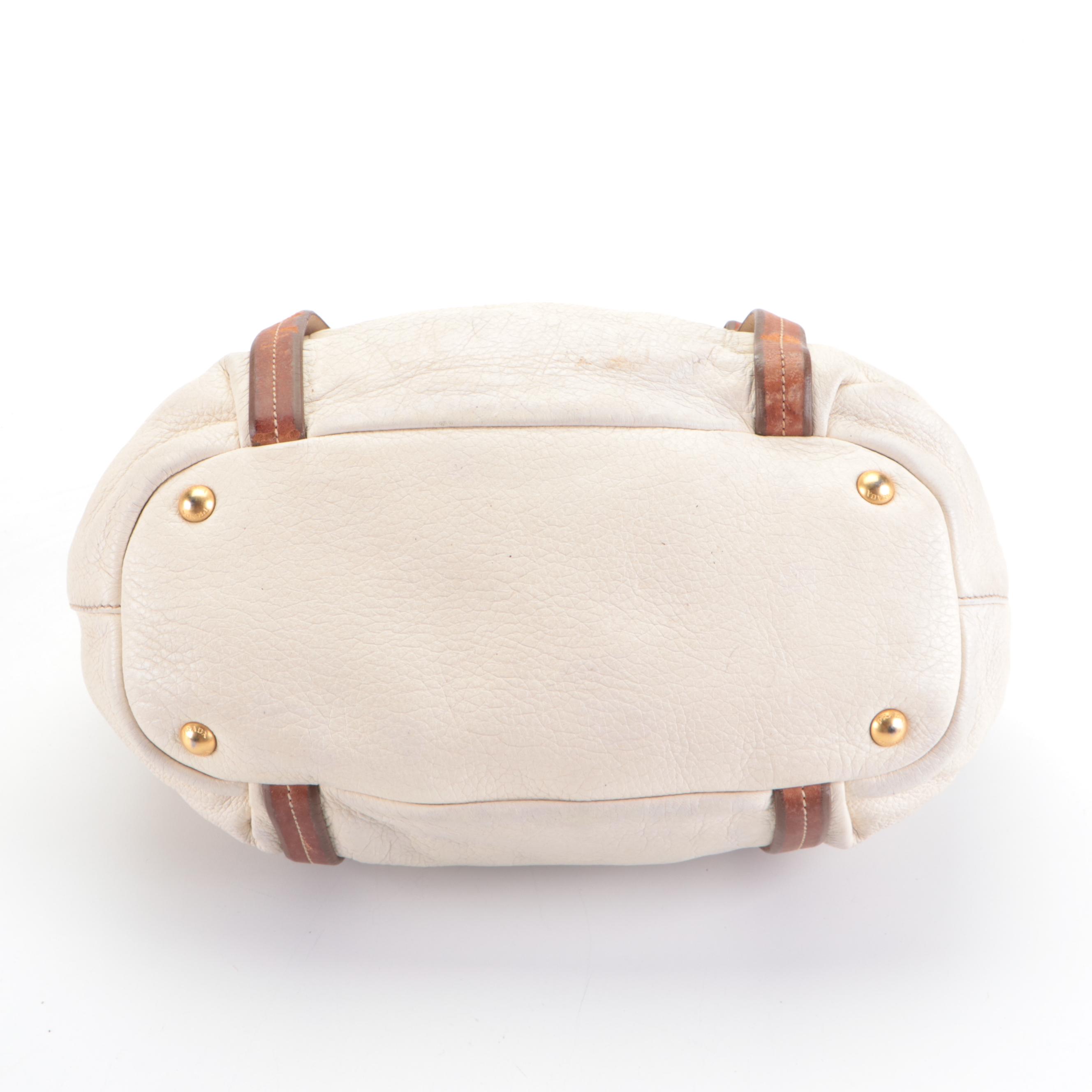 Prada Gathered Satchel in Talco Antik Cervo Deerskin Leather