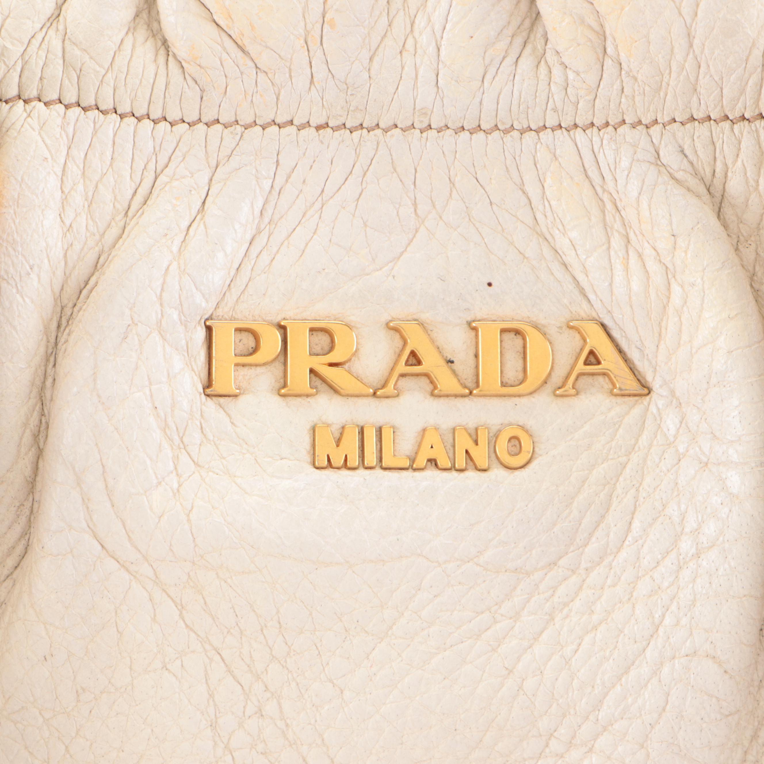 Prada Gathered Satchel in Talco Antik Cervo Deerskin Leather