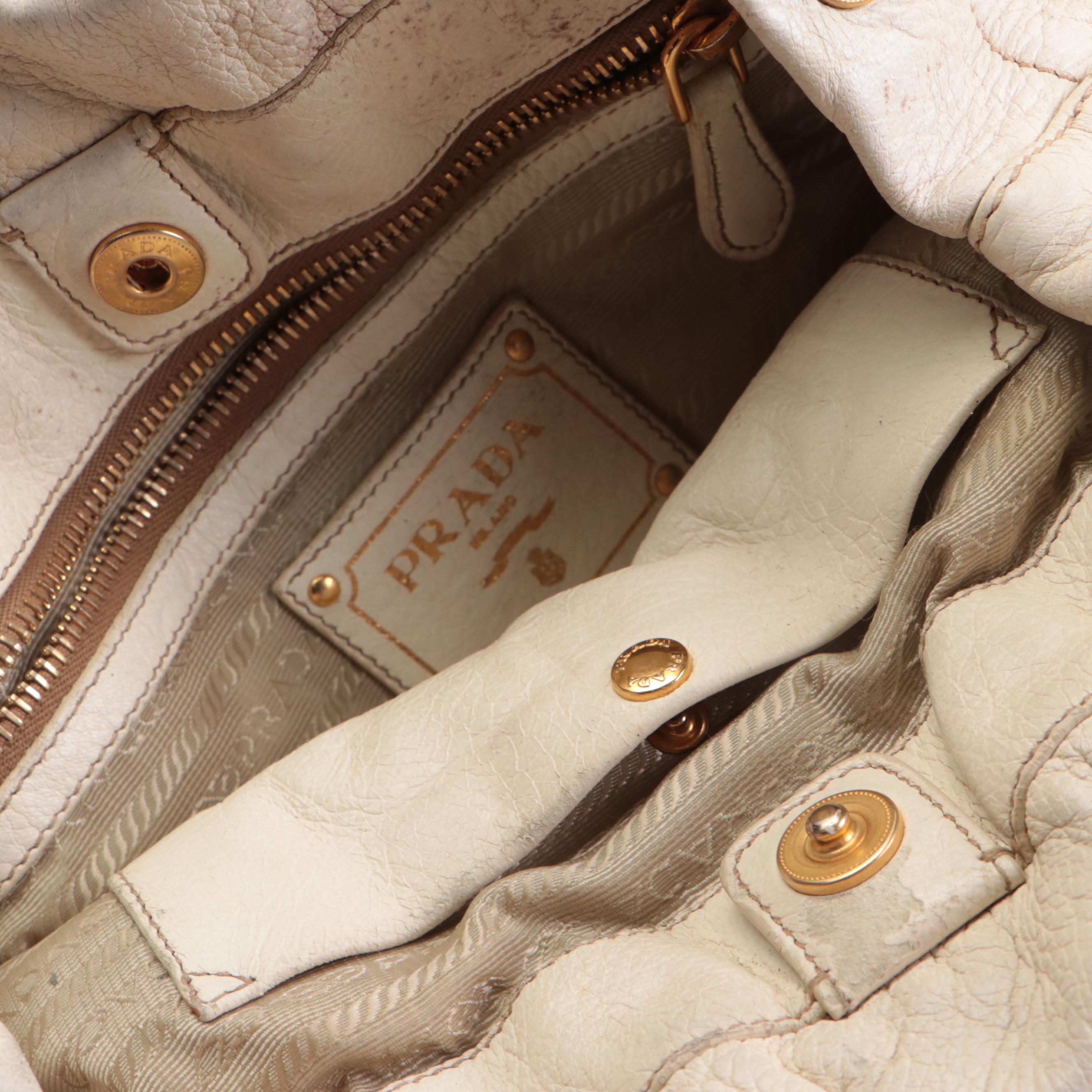 Prada Gathered Satchel in Talco Antik Cervo Deerskin Leather