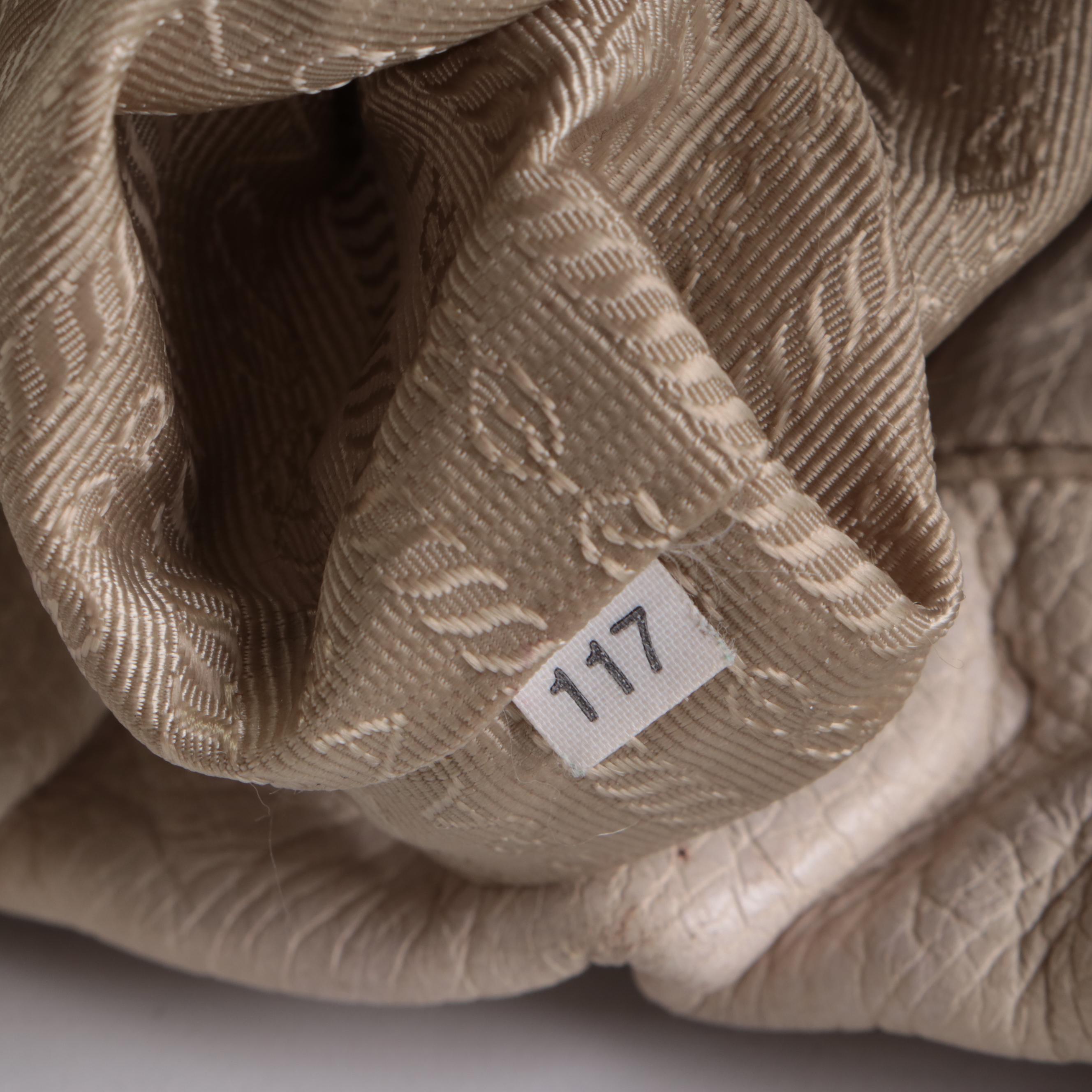 Prada Gathered Satchel in Talco Antik Cervo Deerskin Leather