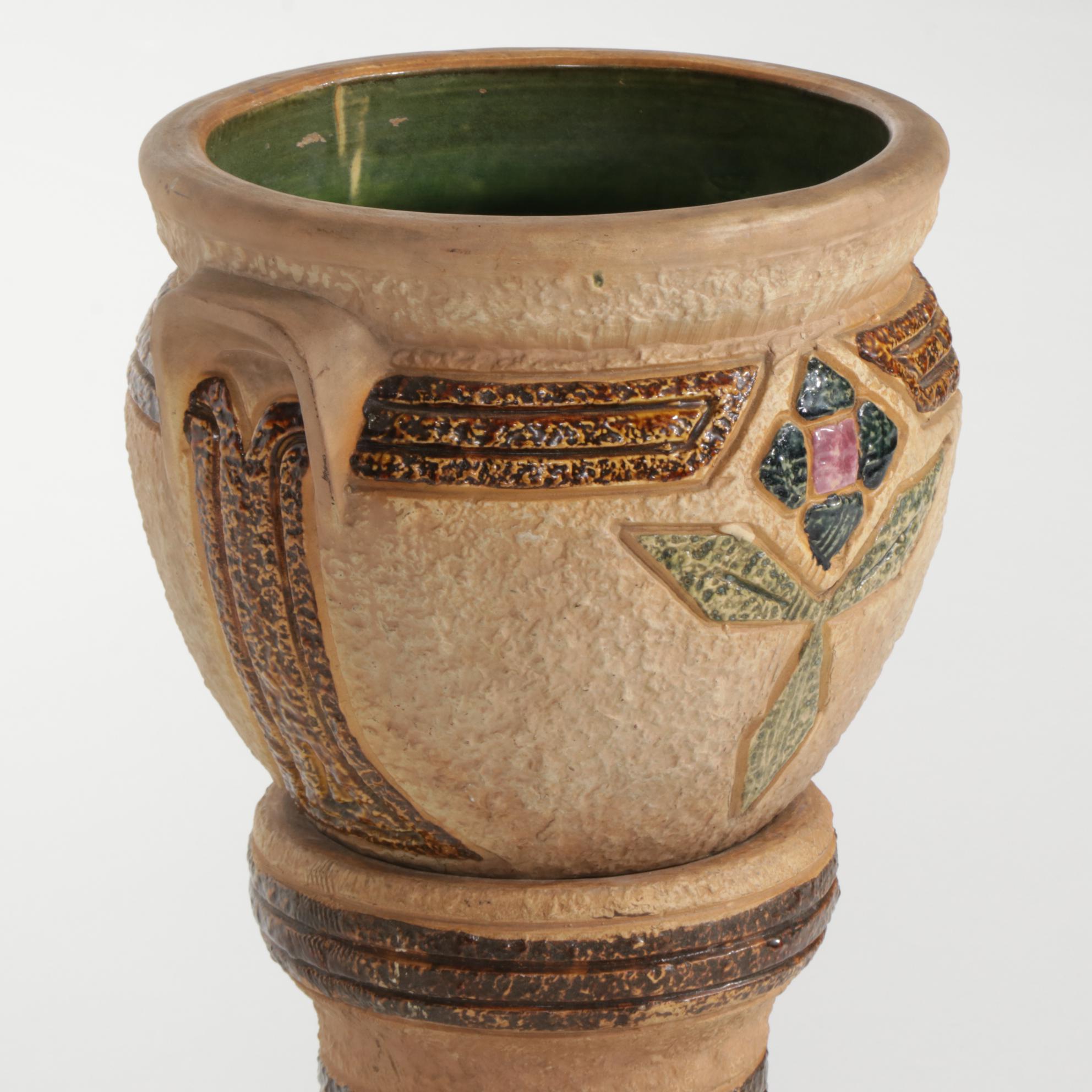 Roseville "Mostique" Jardiniere and Stand, Early 20th Century