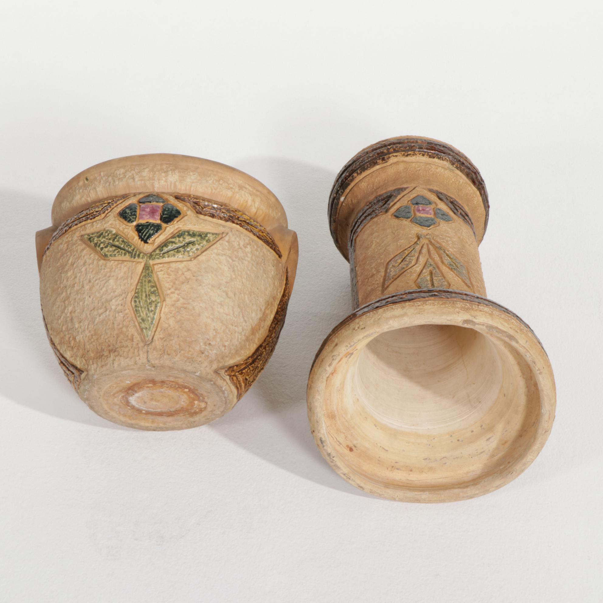 Roseville "Mostique" Jardiniere and Stand, Early 20th Century