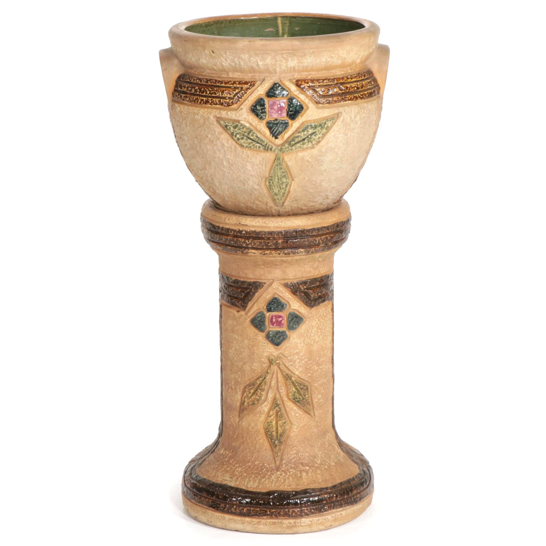 Roseville "Mostique" Jardiniere and Stand, Early 20th Century