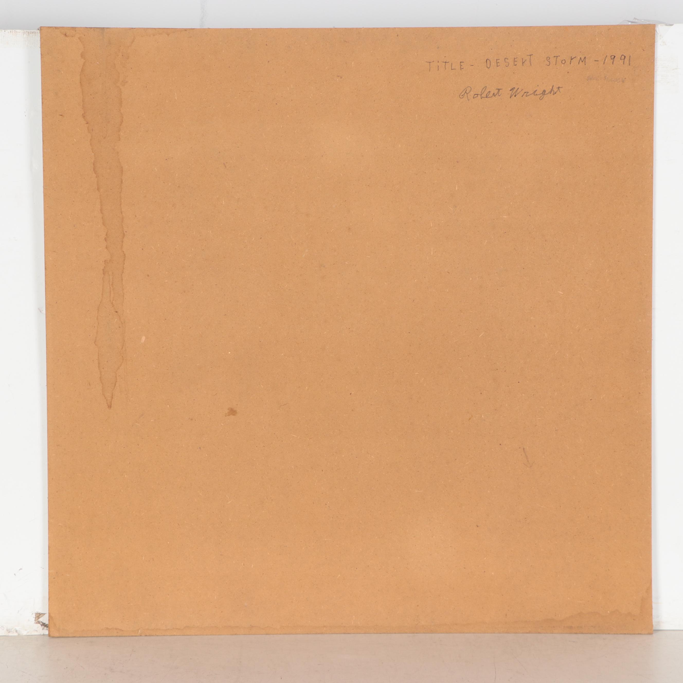 Robert Wright Folk Art Acrylic Painting "Desert Storm," 1991