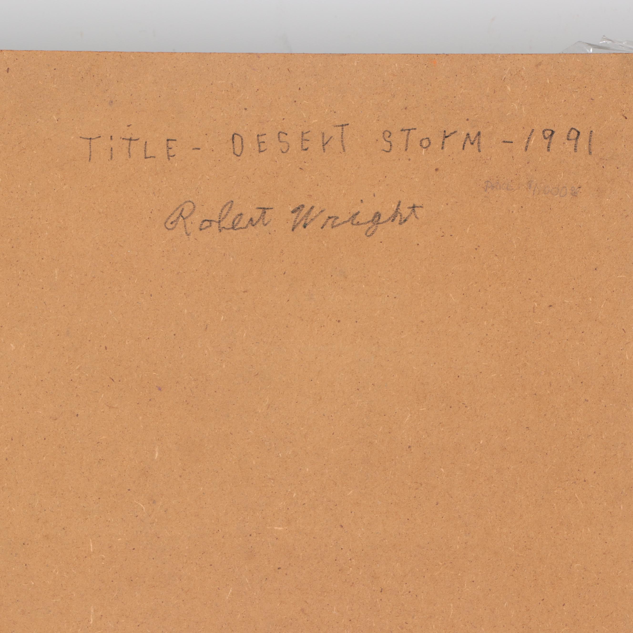 Robert Wright Folk Art Acrylic Painting "Desert Storm," 1991