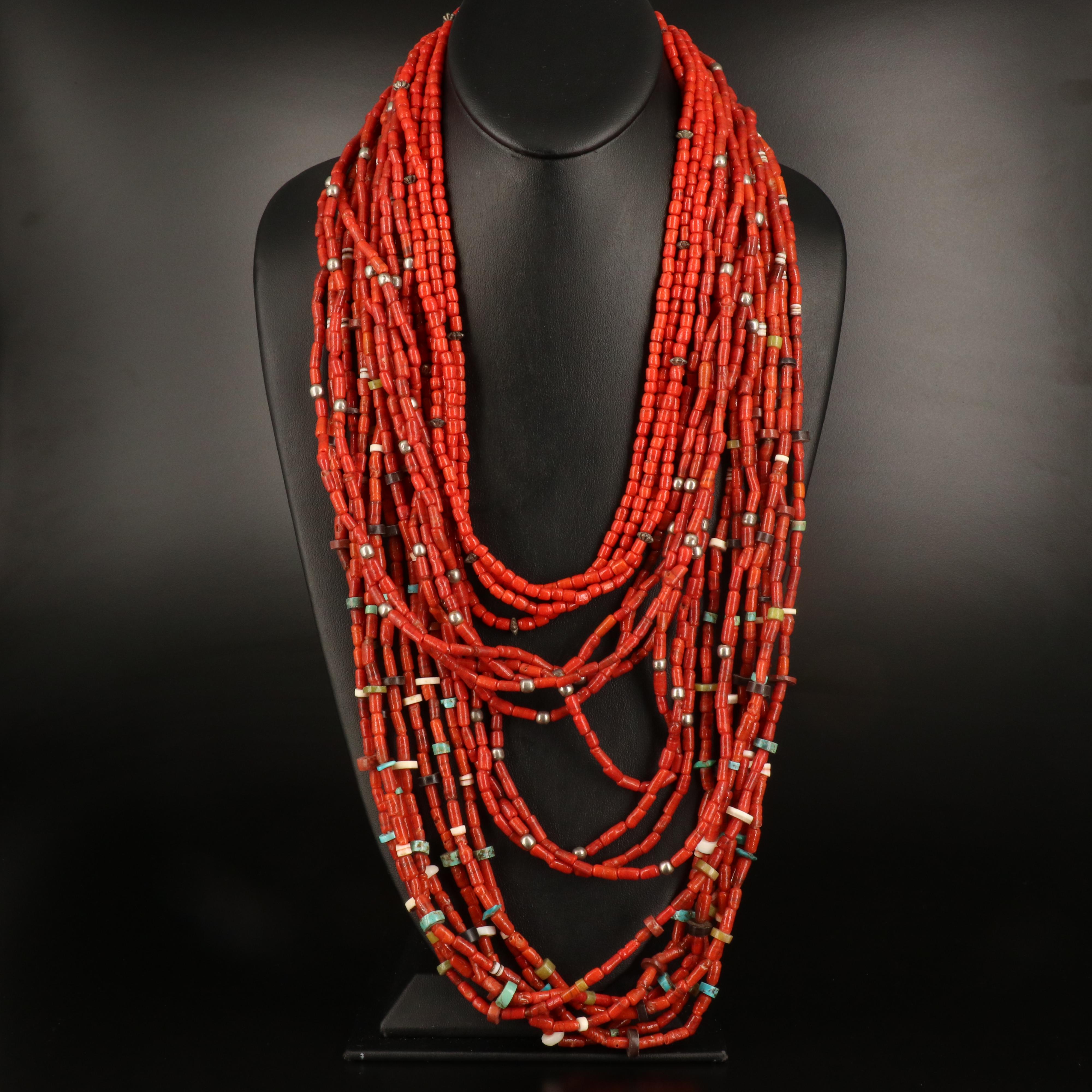 Coral, Shell and Turquoise Beaded Necklaces