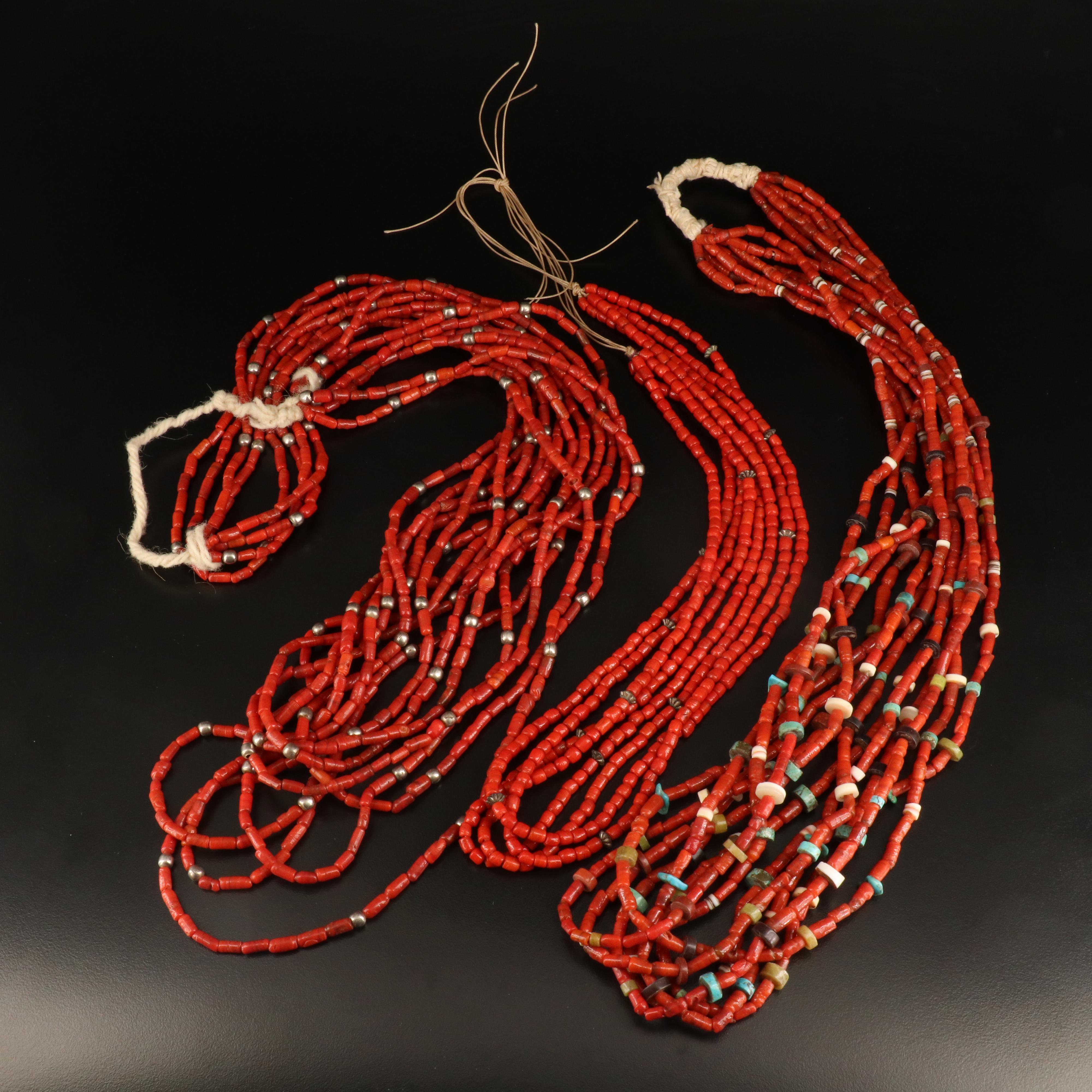 Coral, Shell and Turquoise Beaded Necklaces