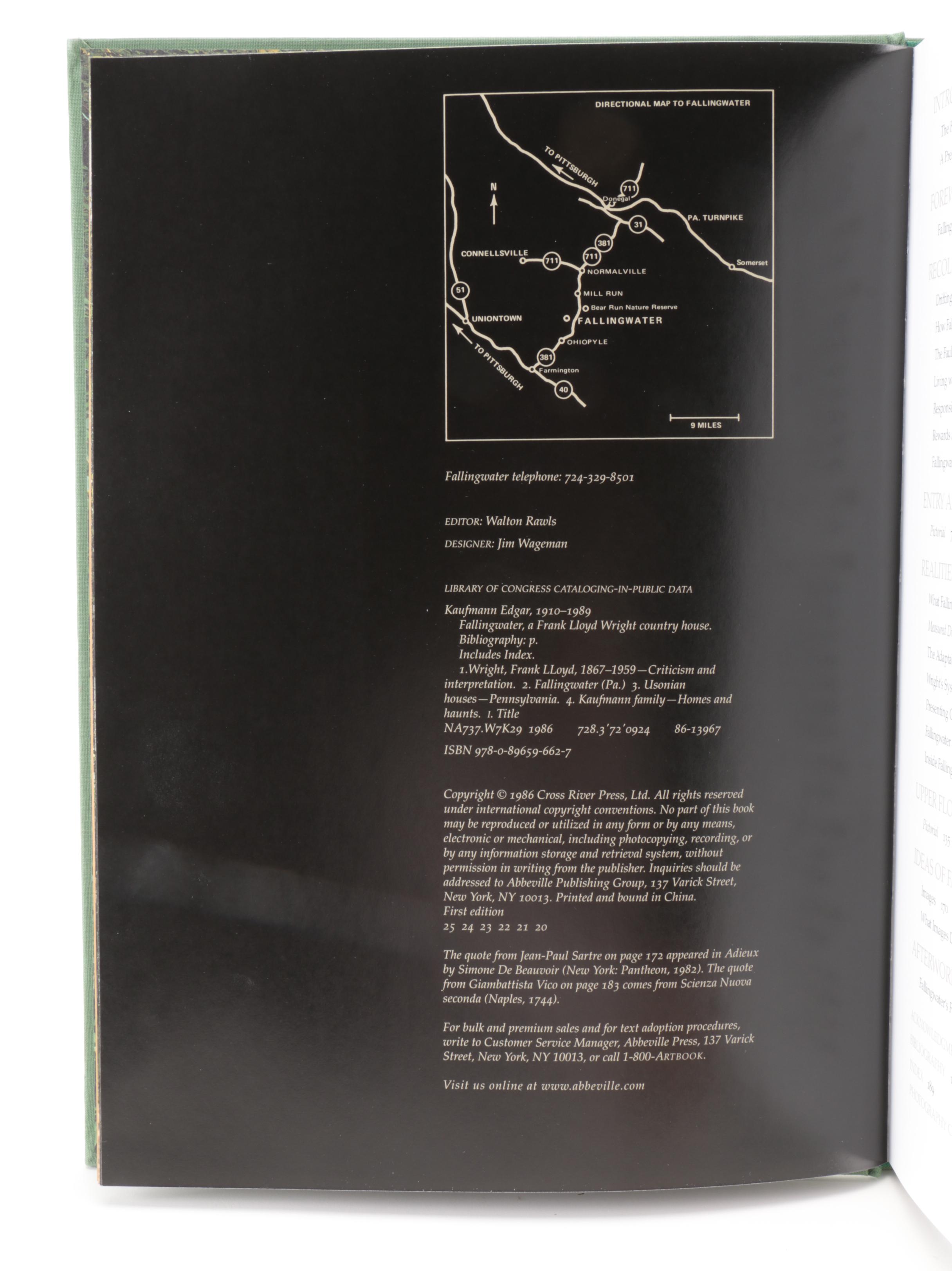 Frank Lloyd Wright Fallingwater House Reference Books