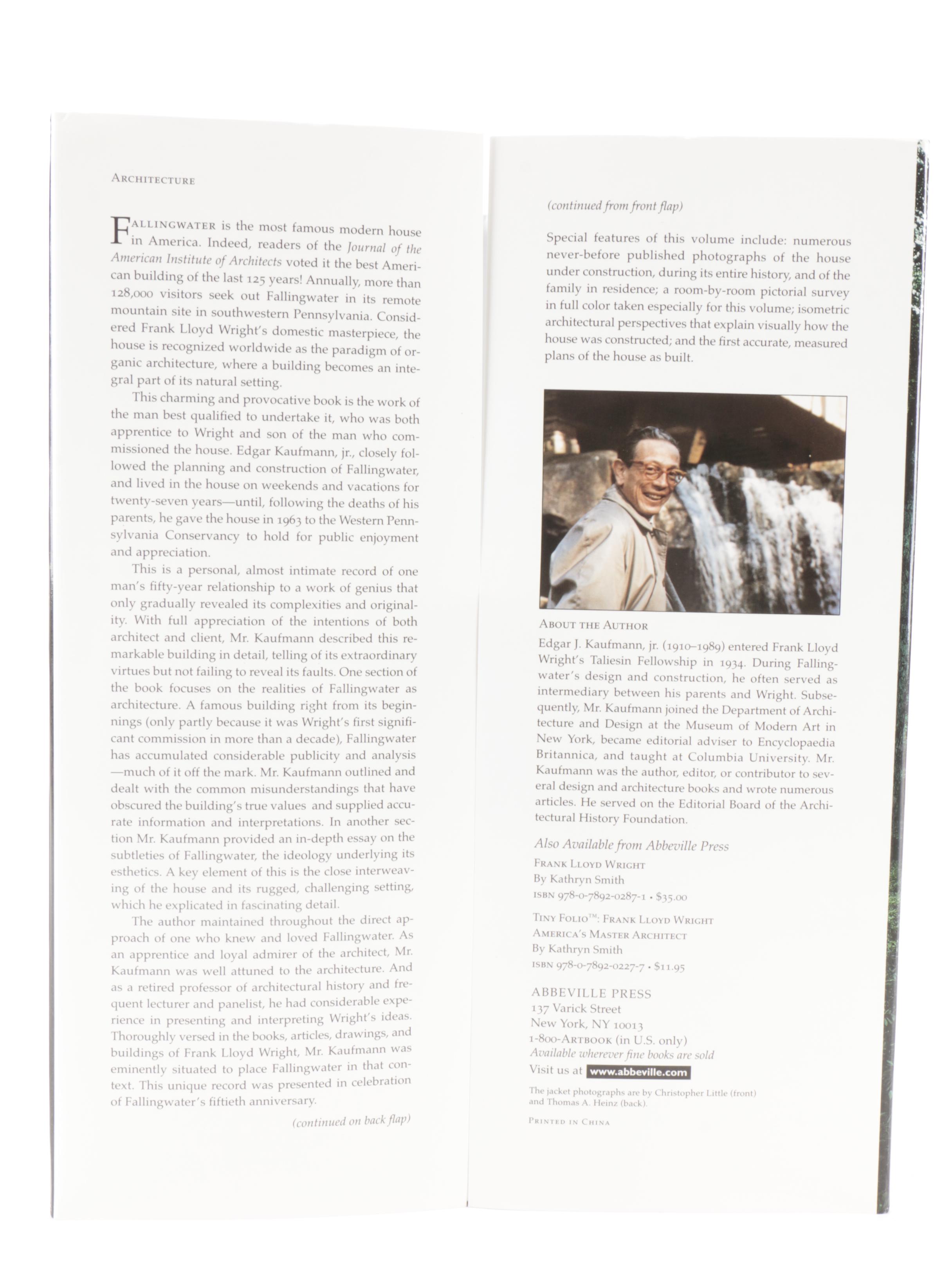 Frank Lloyd Wright Fallingwater House Reference Books