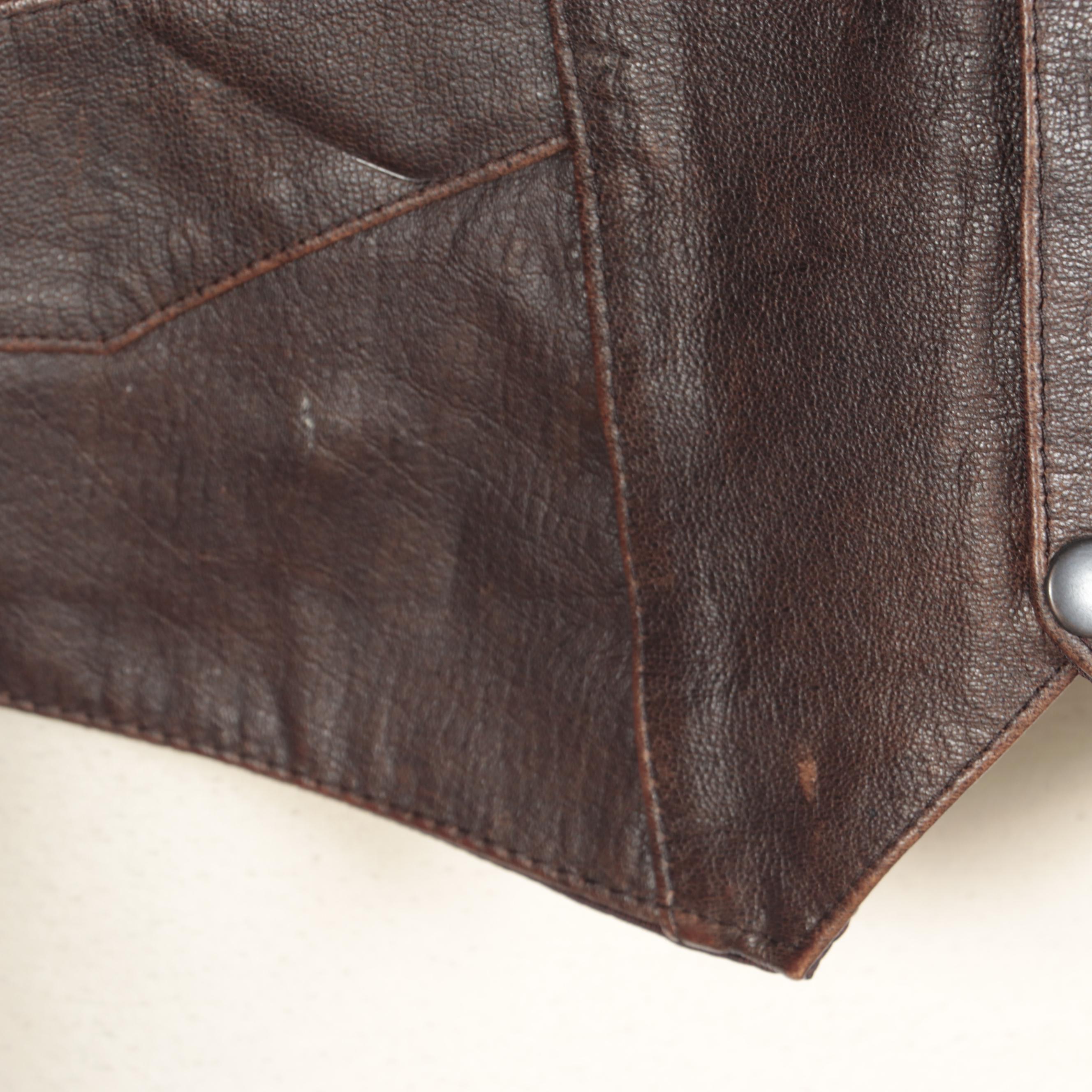 Western-Style Dark Brown Leather Vest