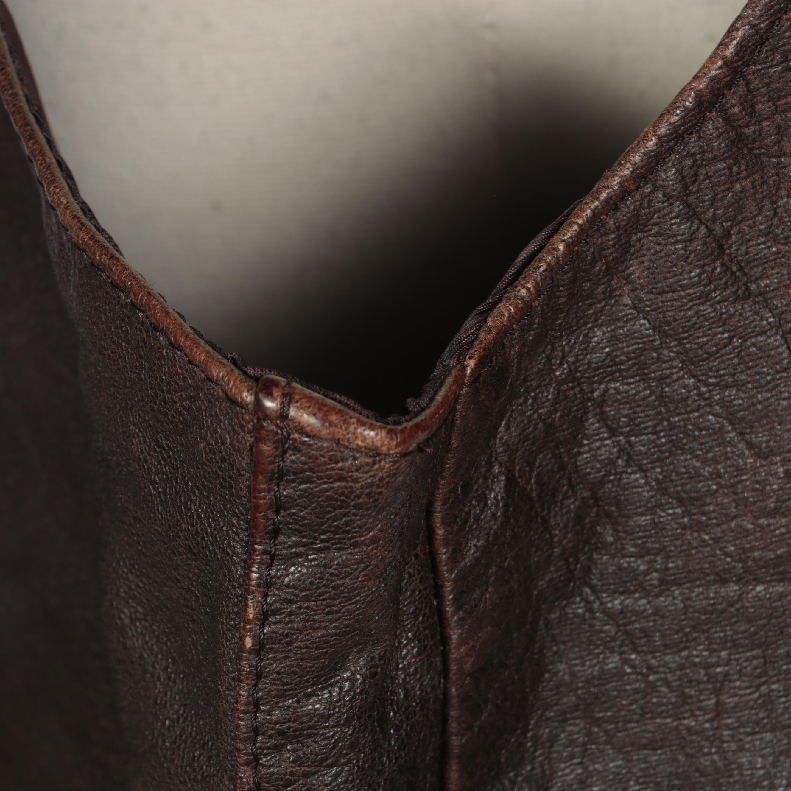 Western-Style Dark Brown Leather Vest