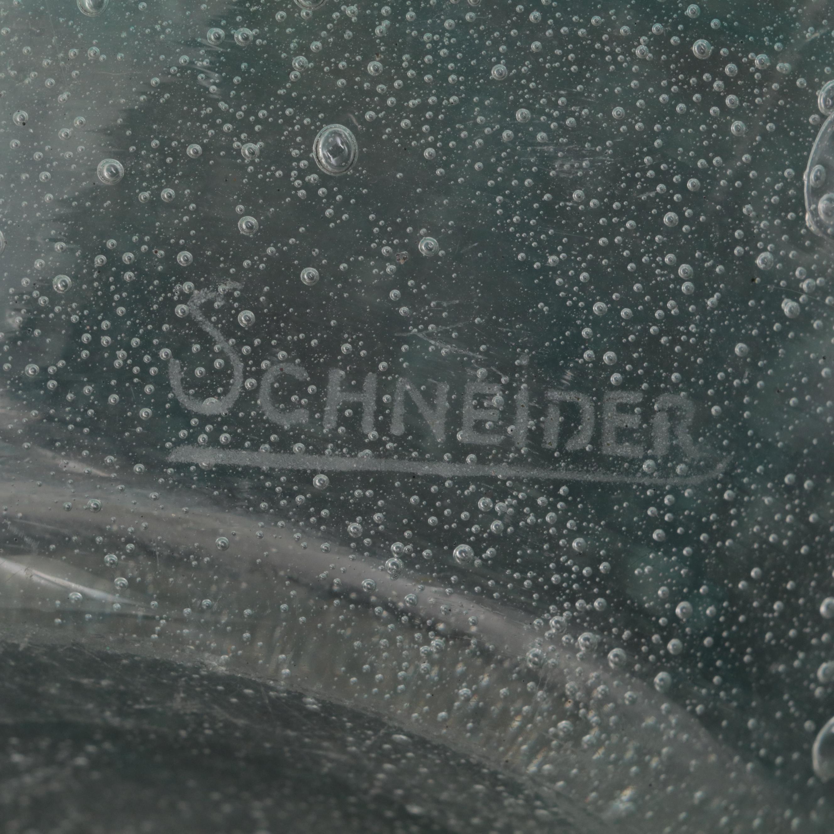 Charles Schneider "Ecaille" Blue Green with Internal Bubbles Glass Vase, 1920s