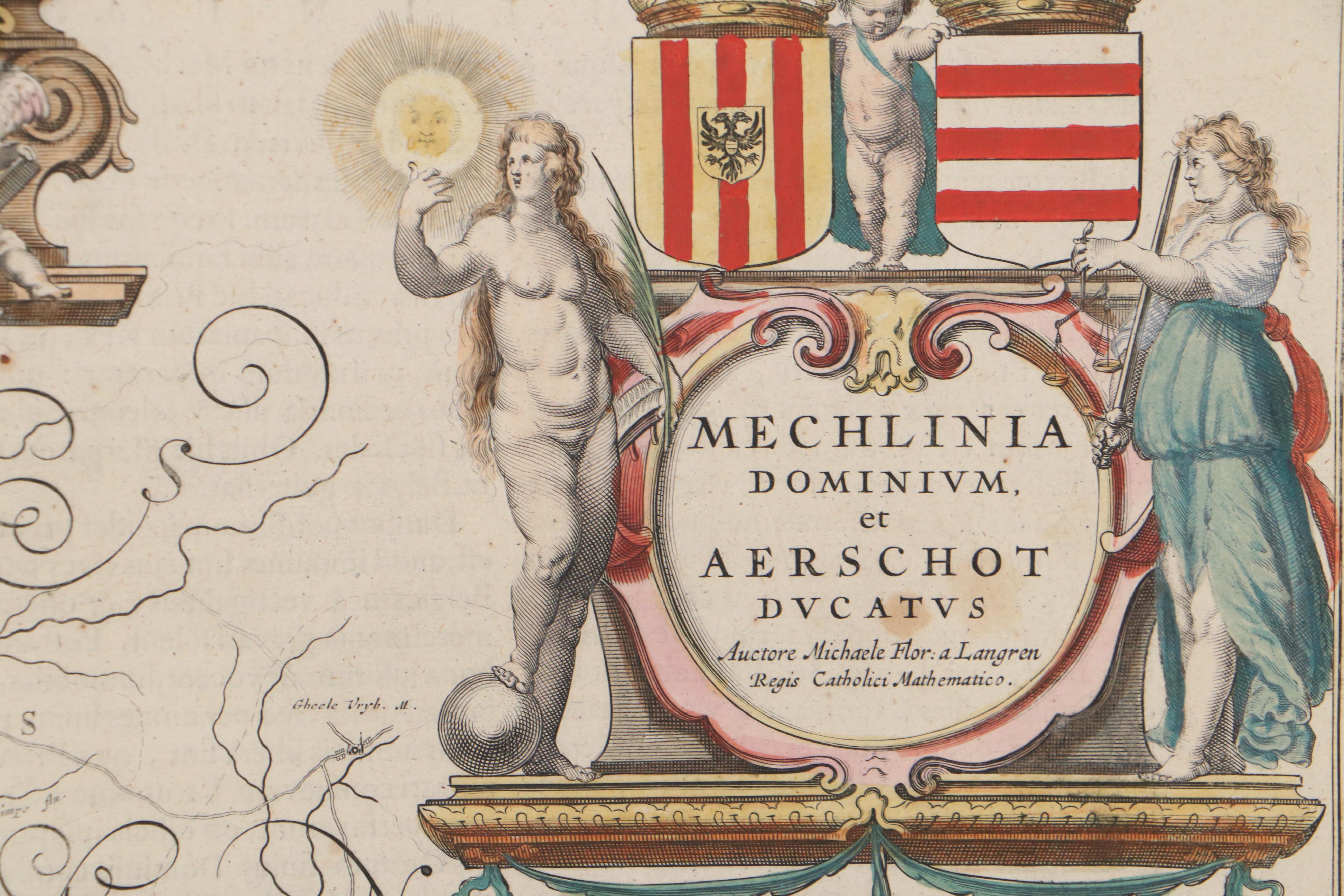 Willem Janszoon Blaeu Hand-Colored Engraving Map of Belgium, Late 17th Century