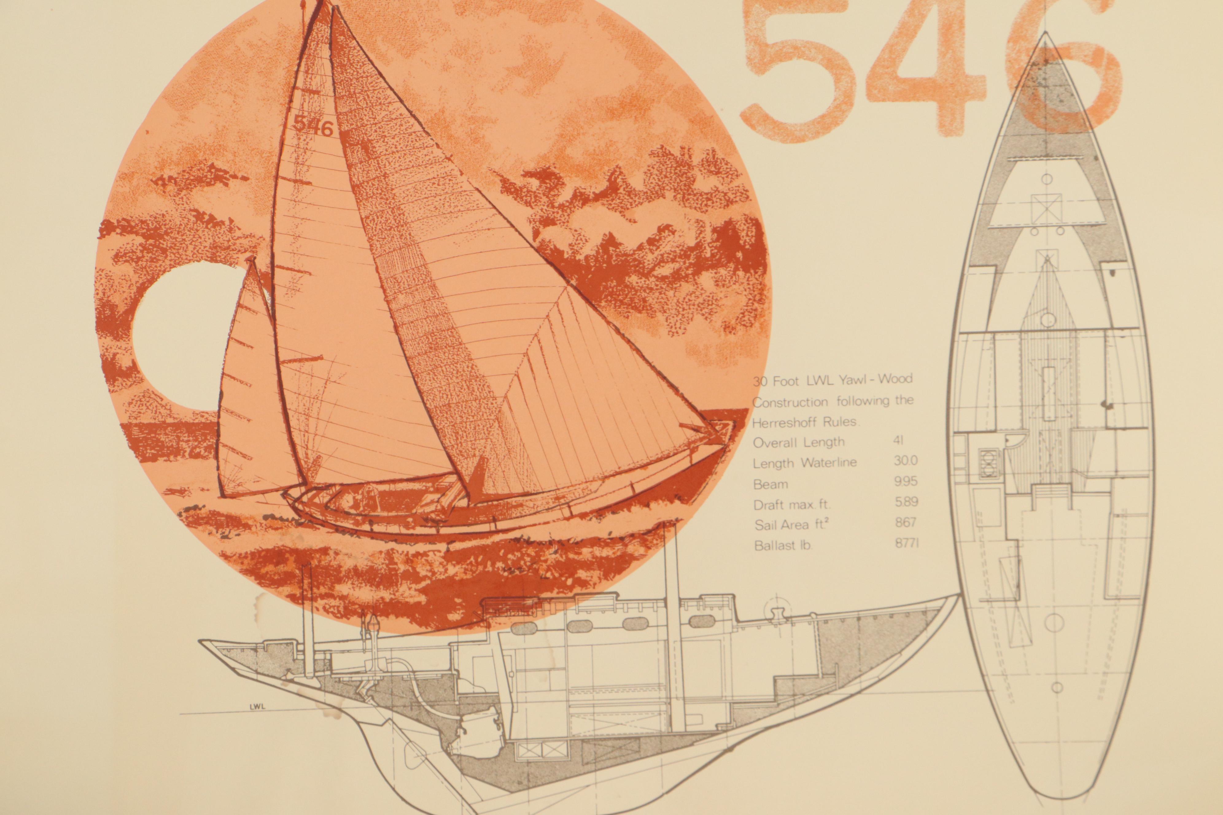 Jim Roslof Lithograph "Ocean Yawl," Late 20th Century