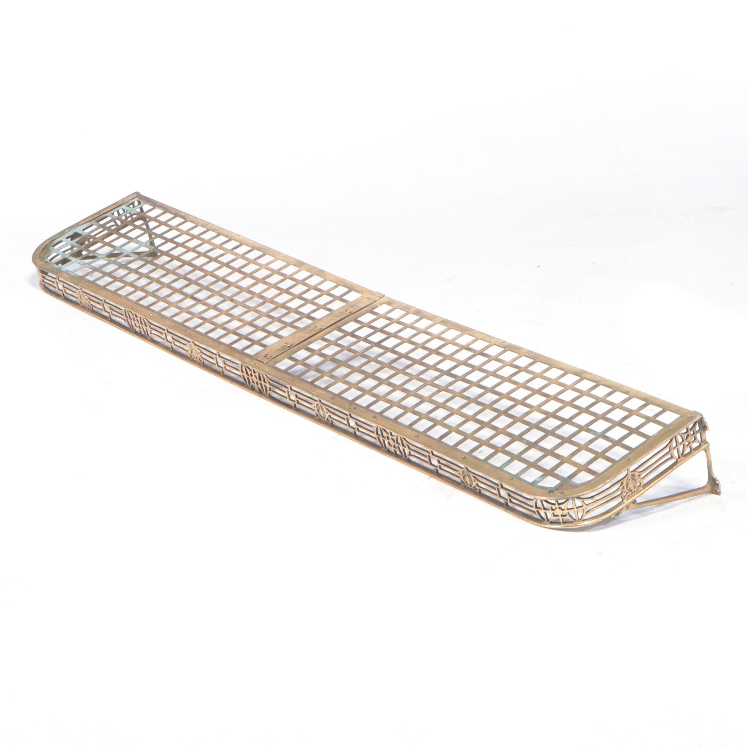 Train Passenger Car Brass Luggage Rack, Late 19th/Early 20th Century