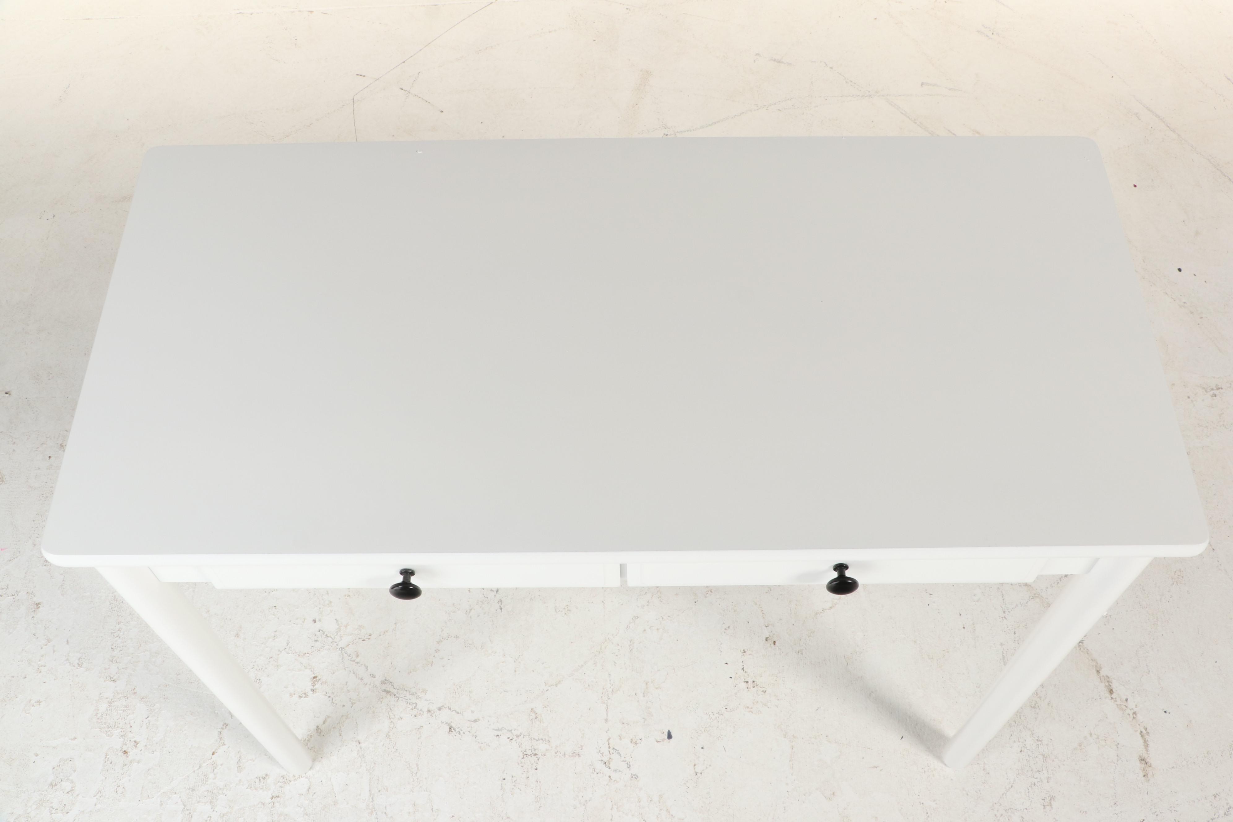 White-Painted Wood Two-Drawer Desk