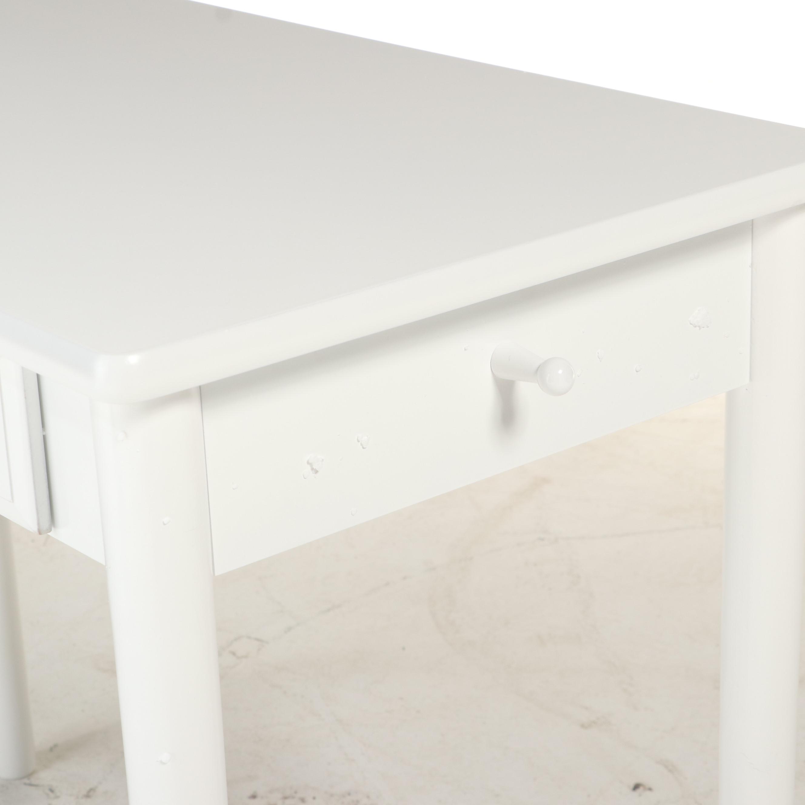 White-Painted Wood Two-Drawer Desk