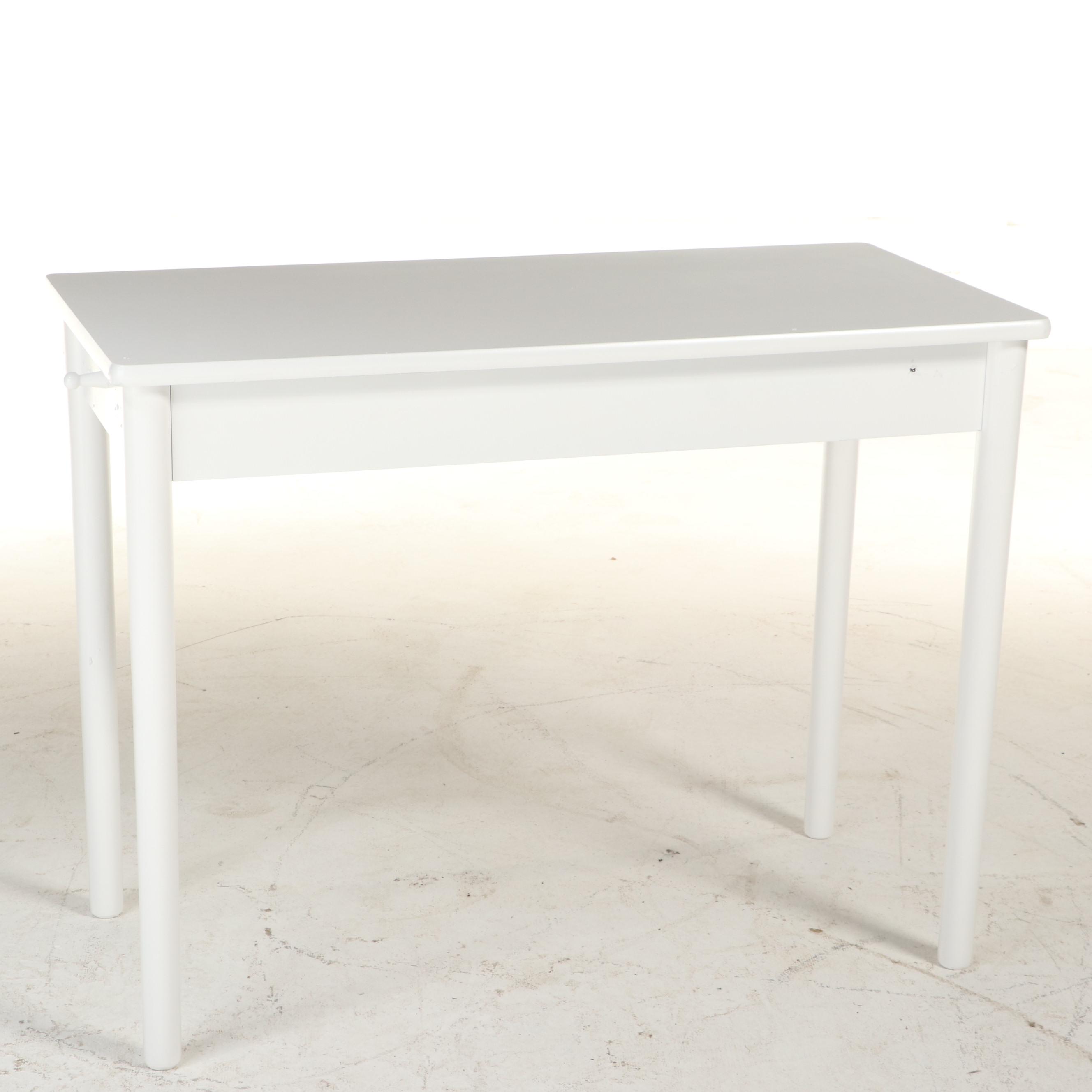 White-Painted Wood Two-Drawer Desk
