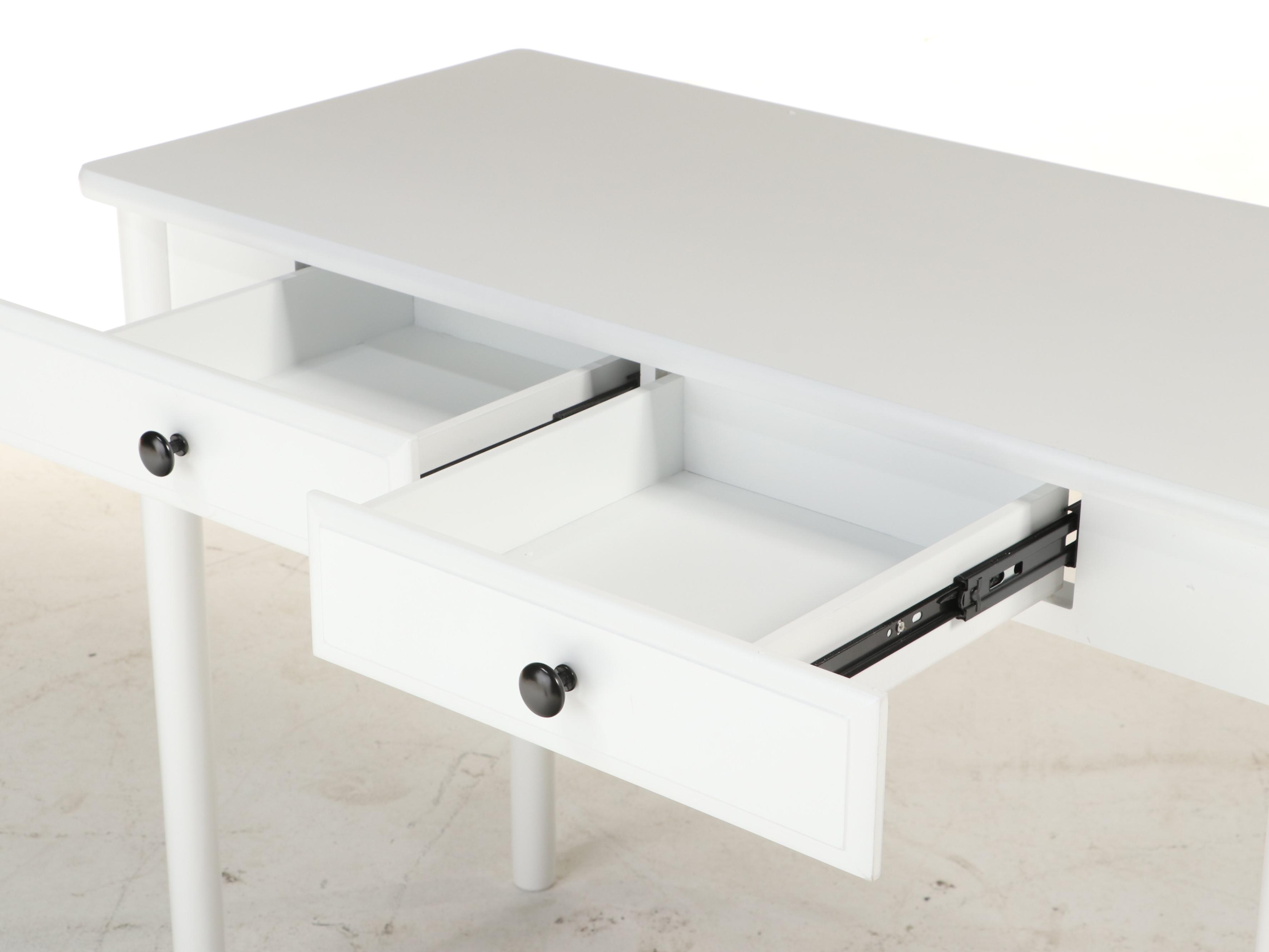 White-Painted Wood Two-Drawer Desk