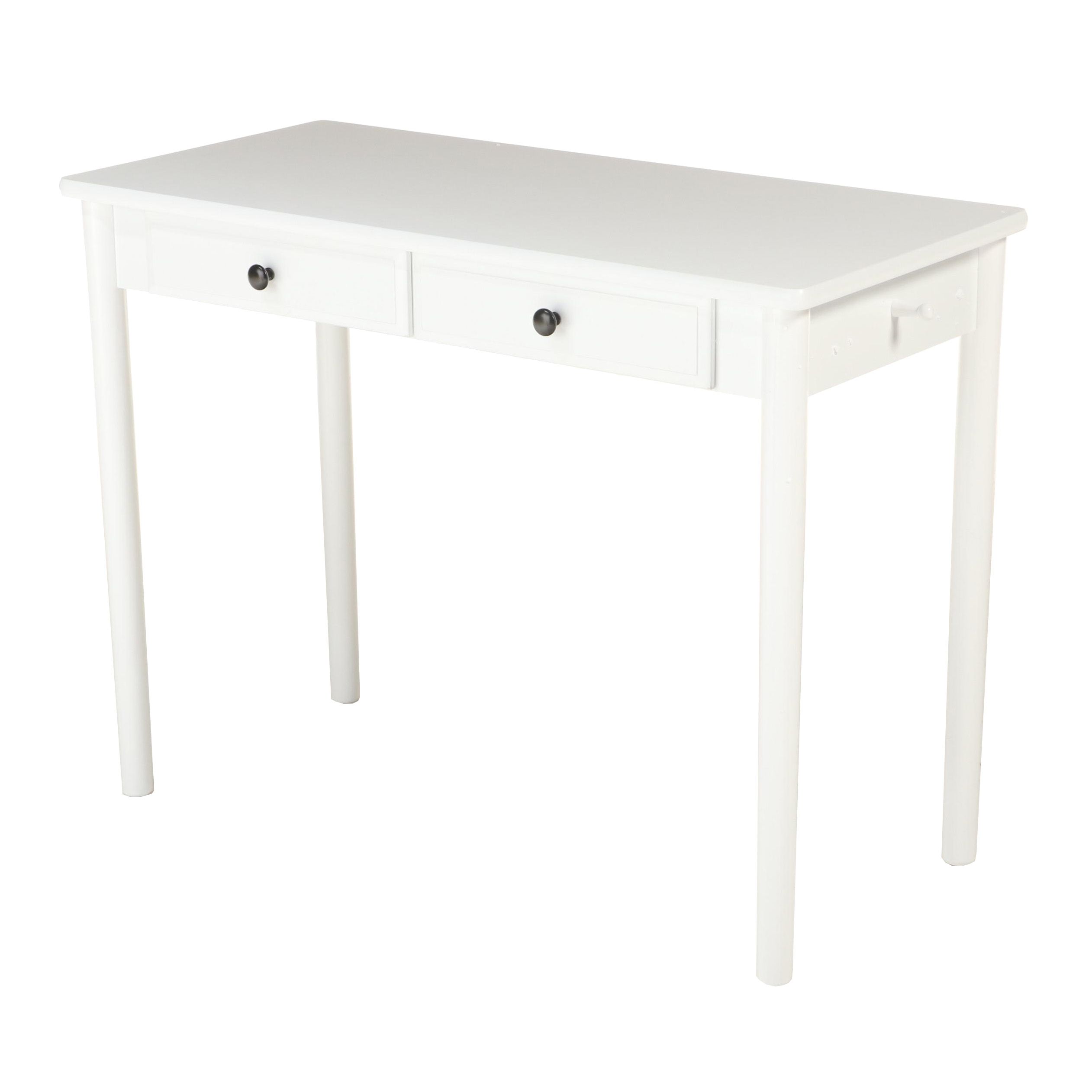 White-Painted Wood Two-Drawer Desk