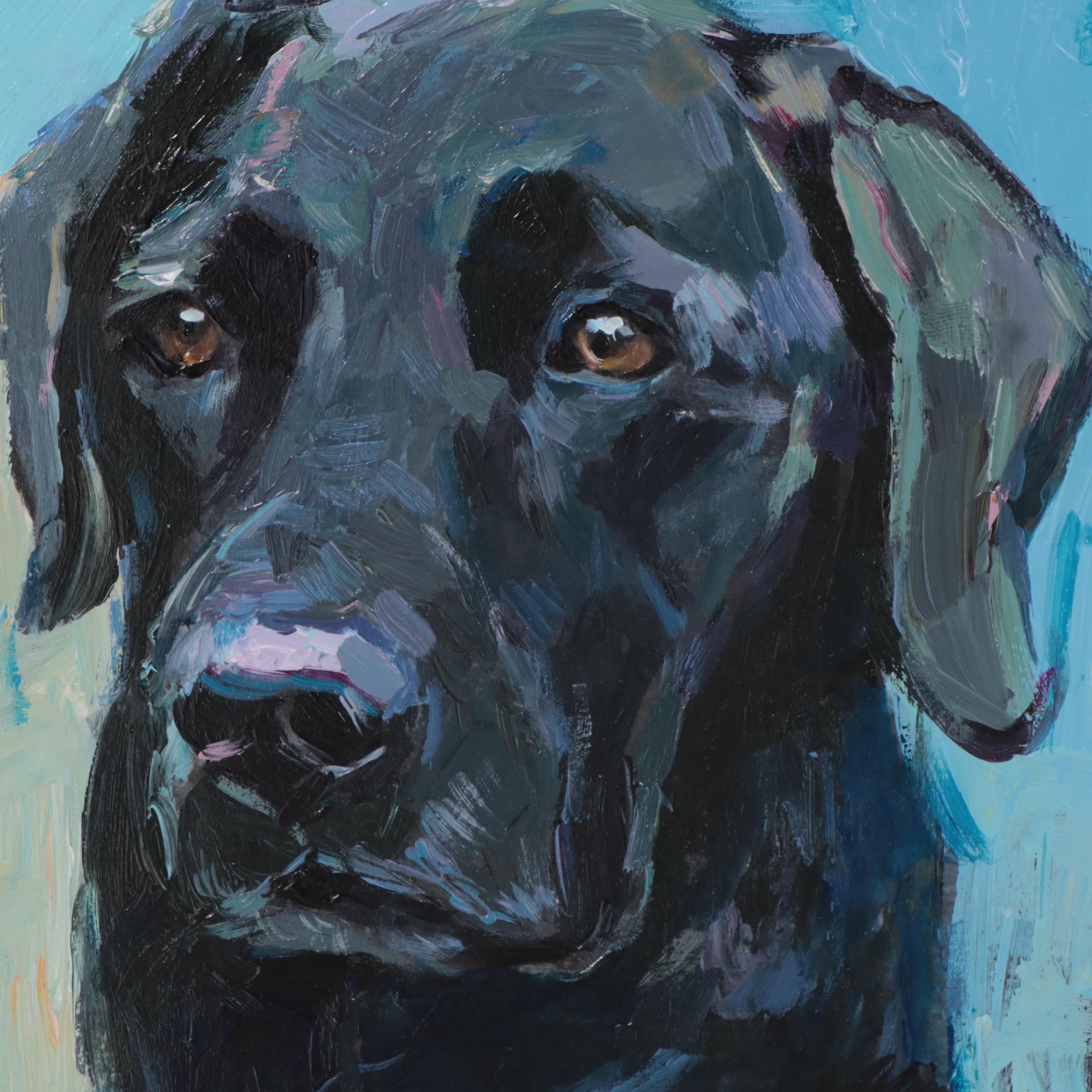 Ada Zen Oil Painting of Black Labrador, 2021