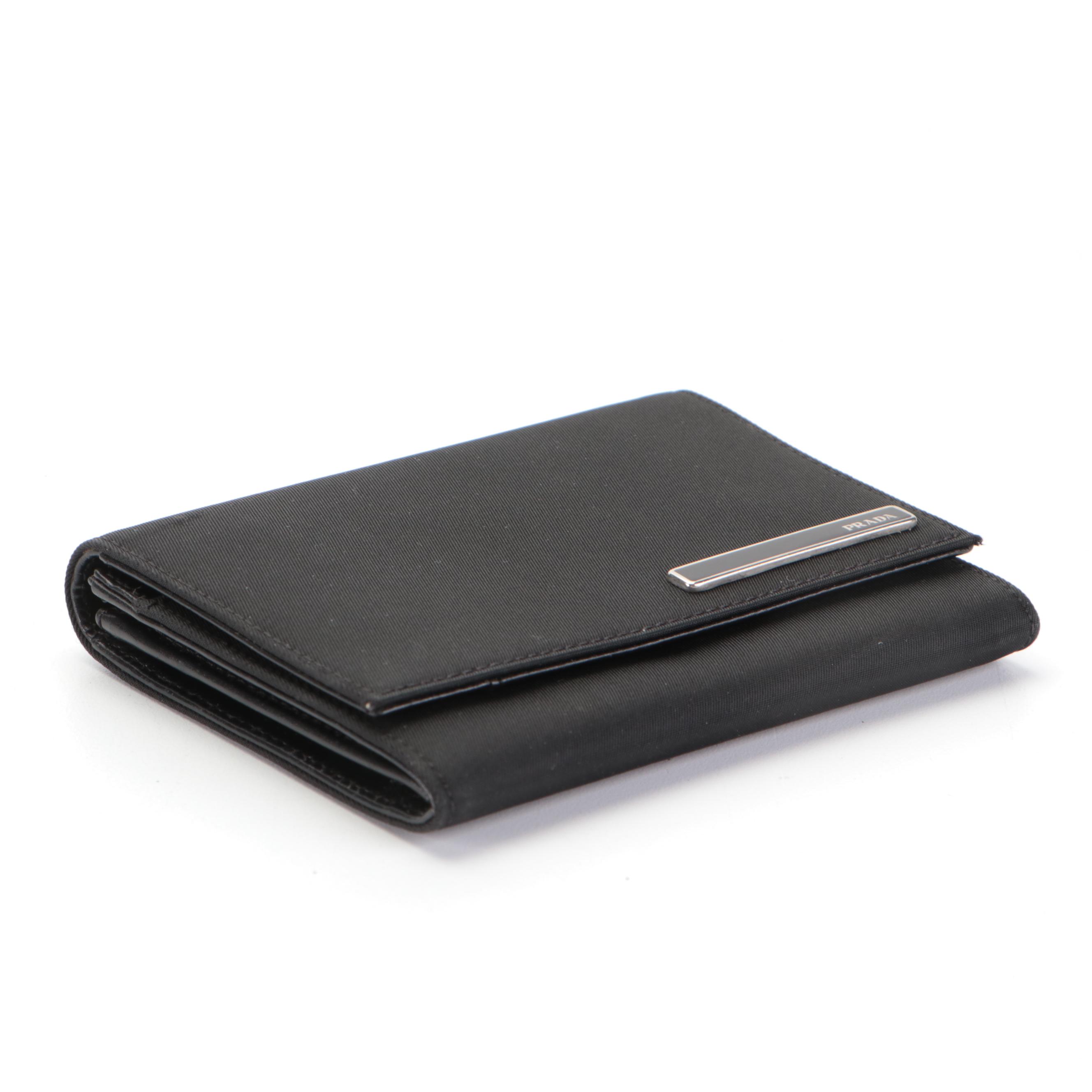 Prada Coin Pouch Card Case in Black Tessuto Nylon