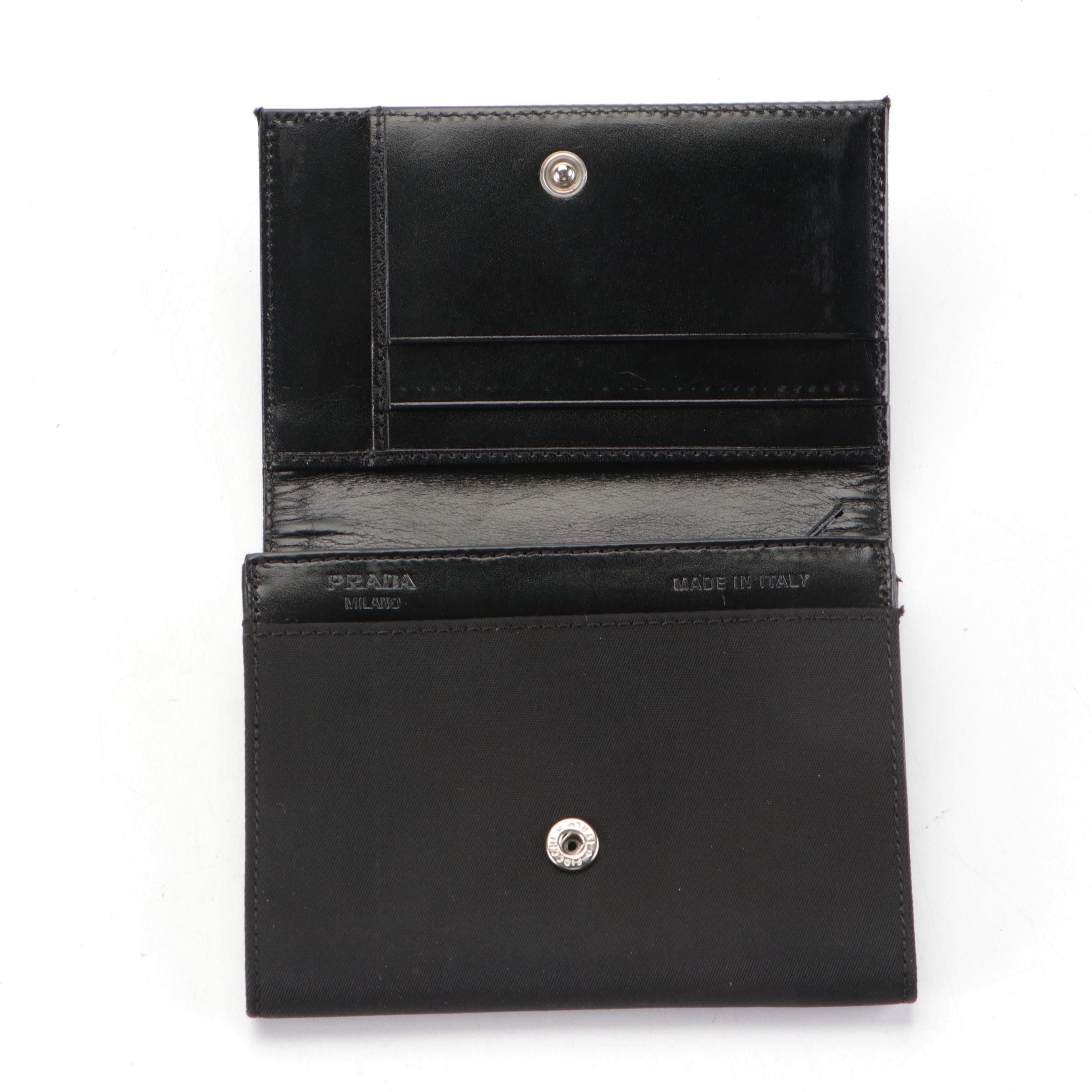 Prada Coin Pouch Card Case in Black Tessuto Nylon