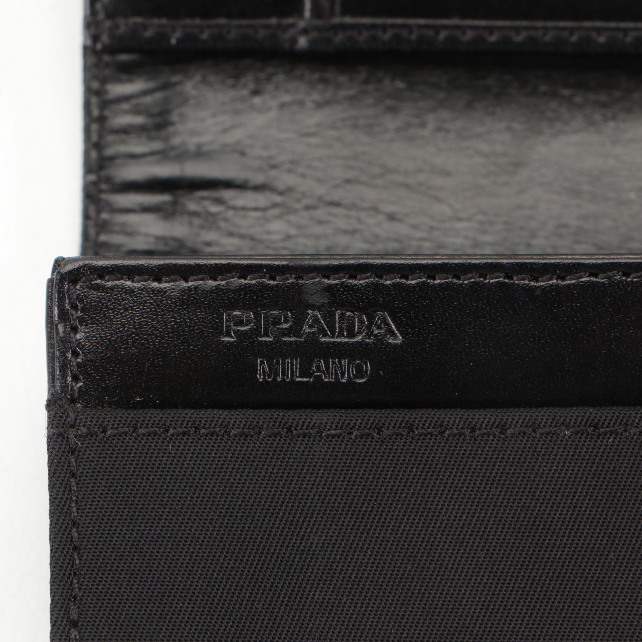 Prada Coin Pouch Card Case in Black Tessuto Nylon
