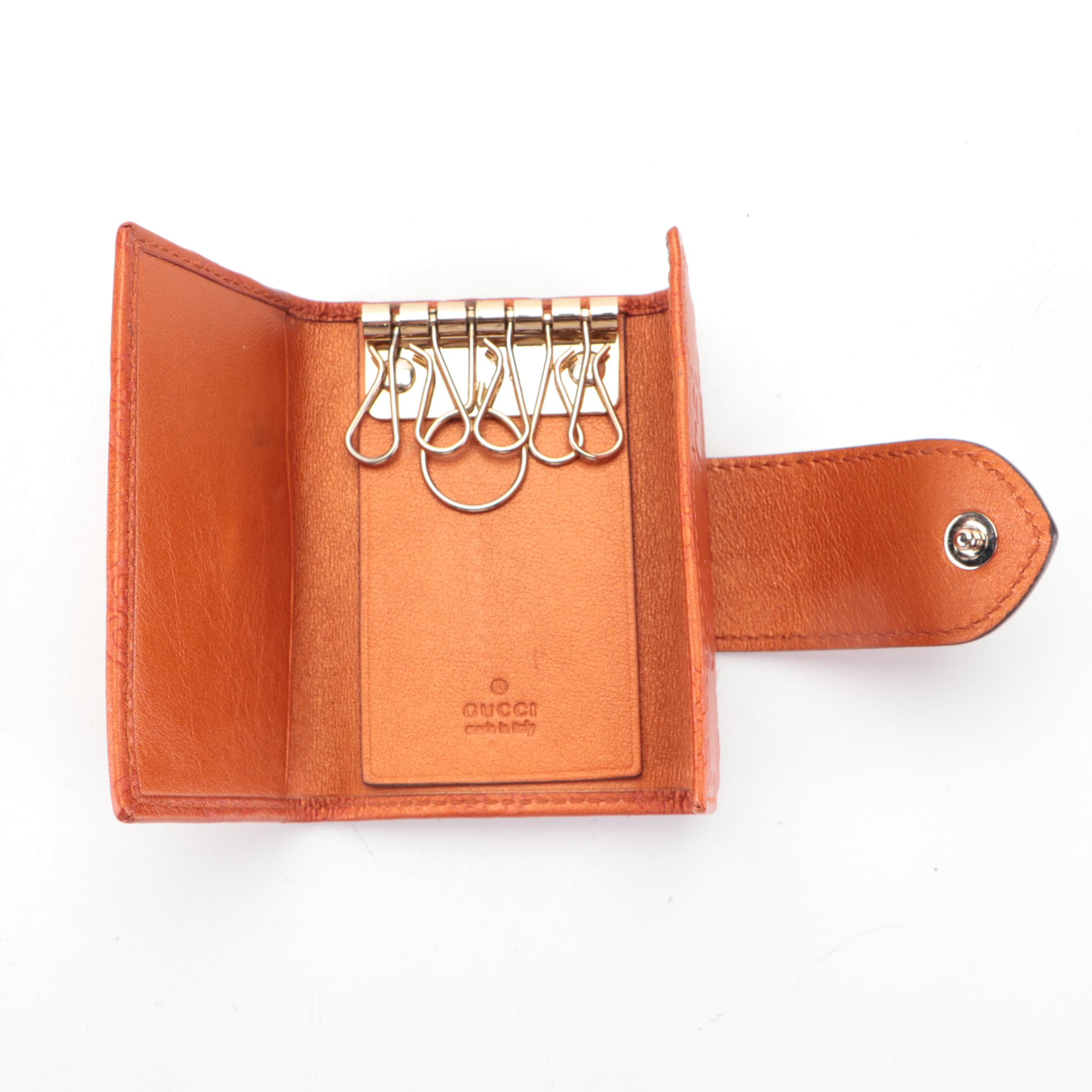 Gucci Heart Clasp 6-Key Case in Guccissima Leather