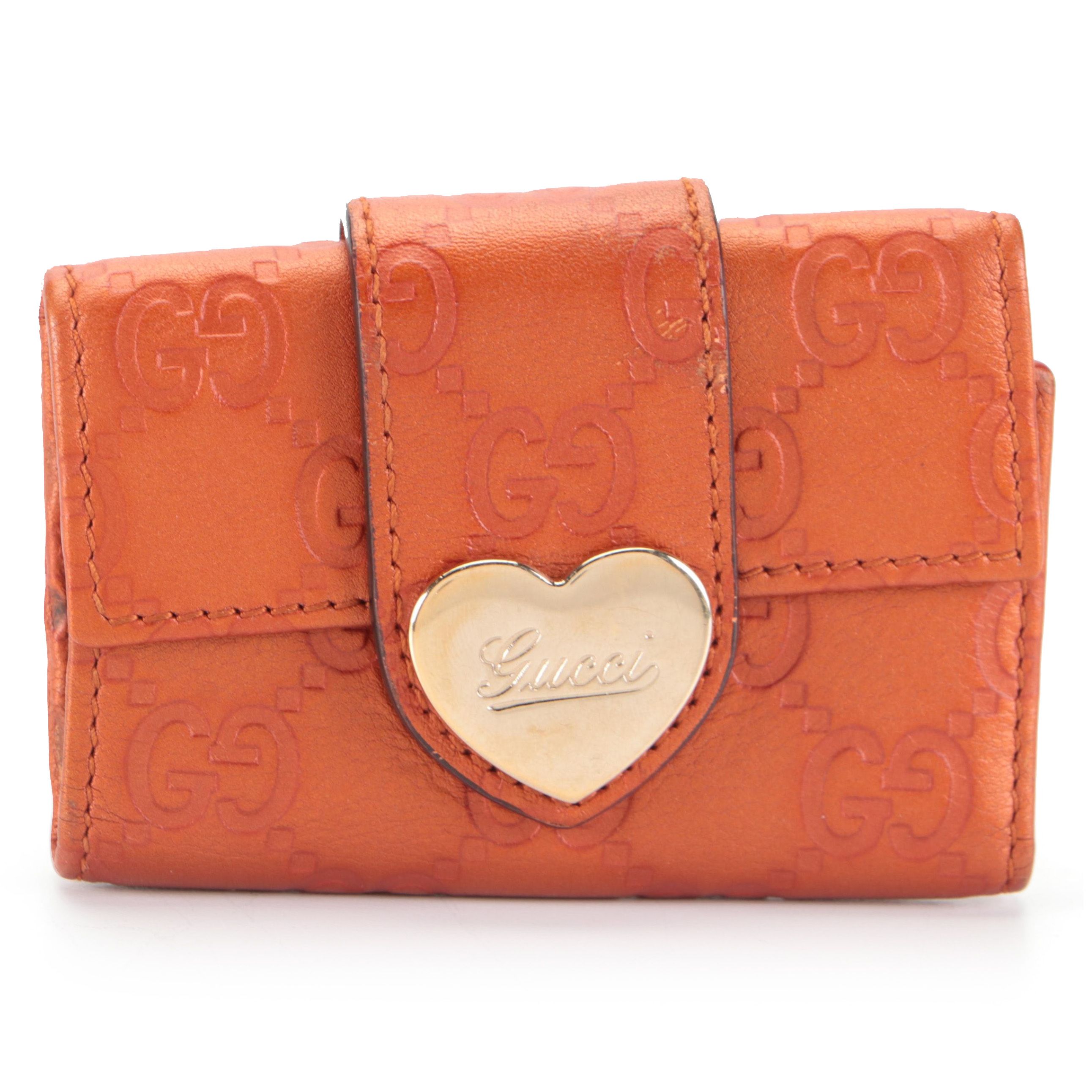 Gucci Heart Clasp 6-Key Case in Guccissima Leather