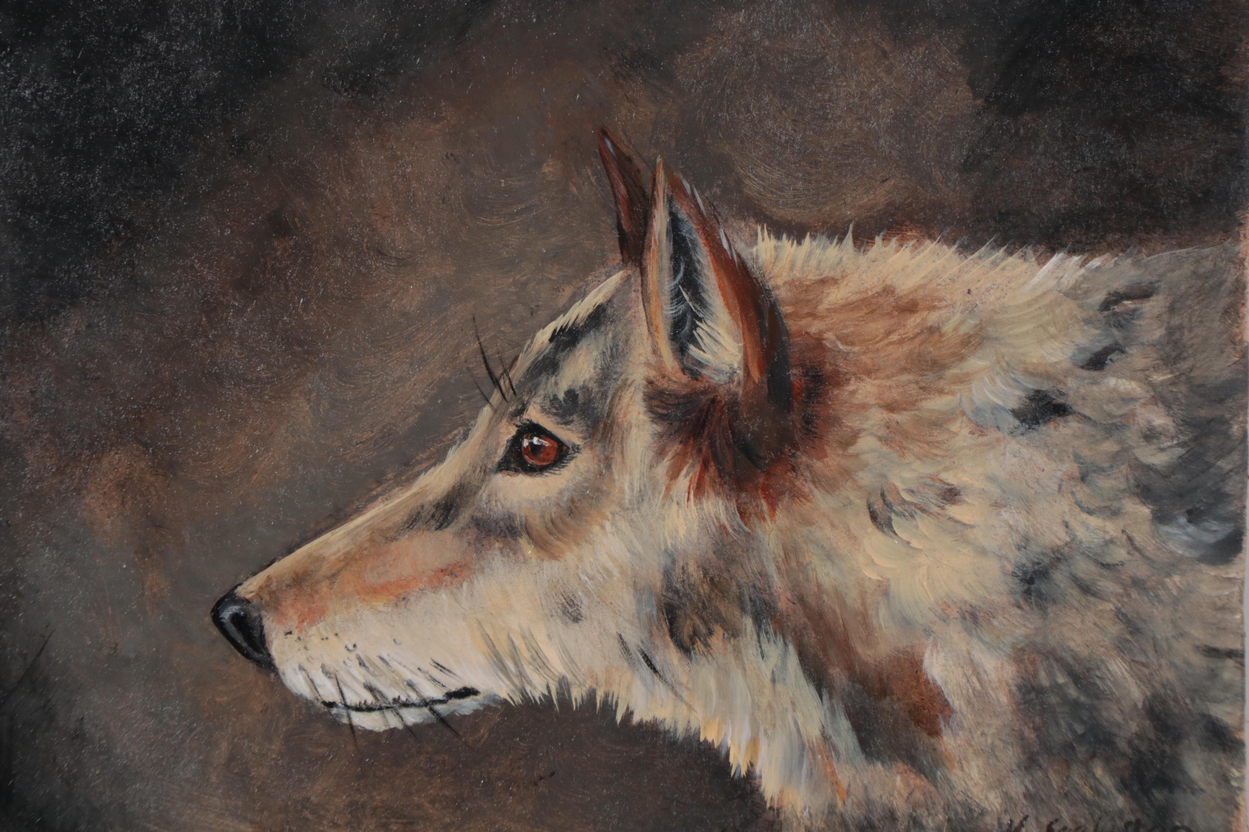 K. Eggleston Oil Painting of Wolf, 21st Century