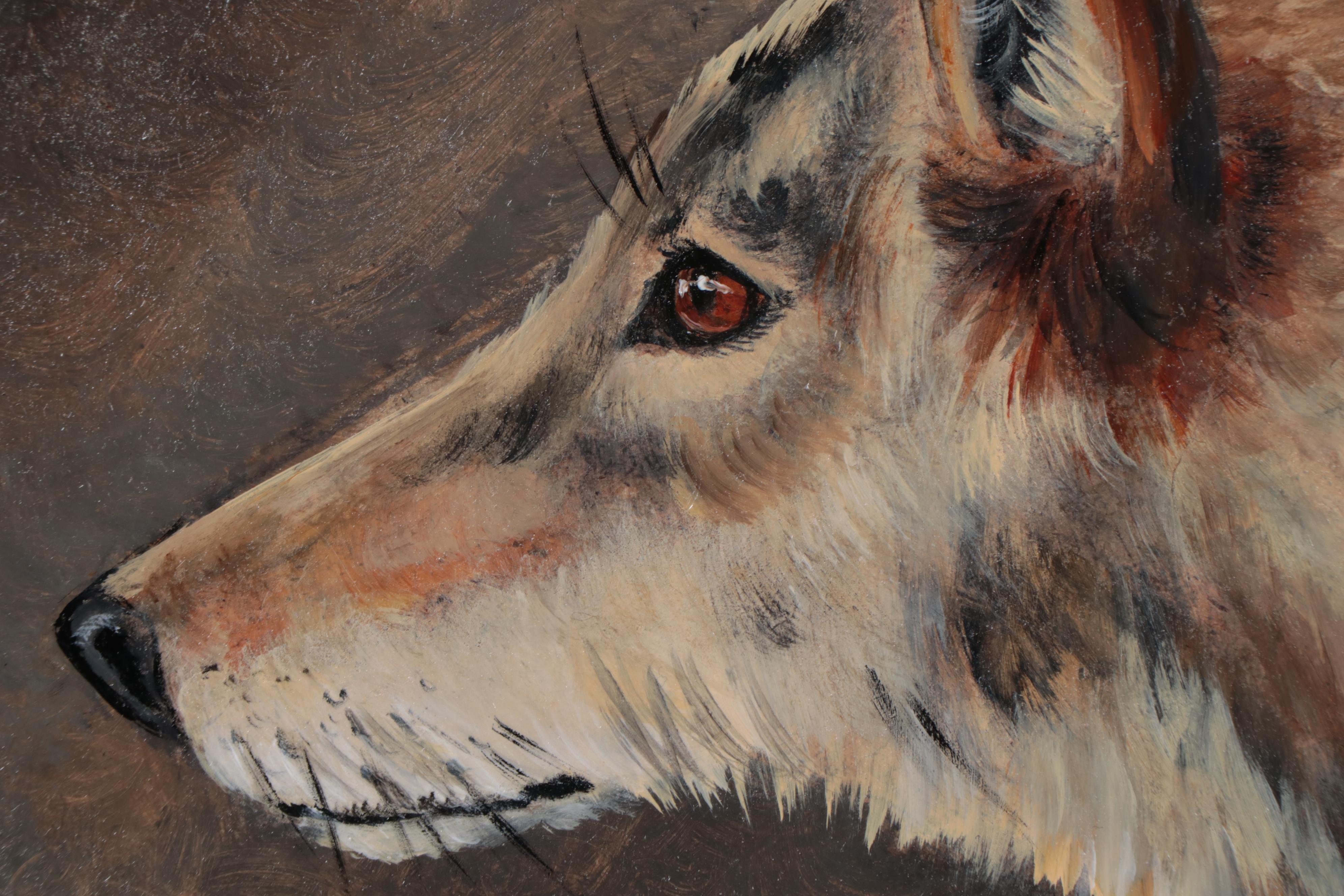 K. Eggleston Oil Painting of Wolf, 21st Century