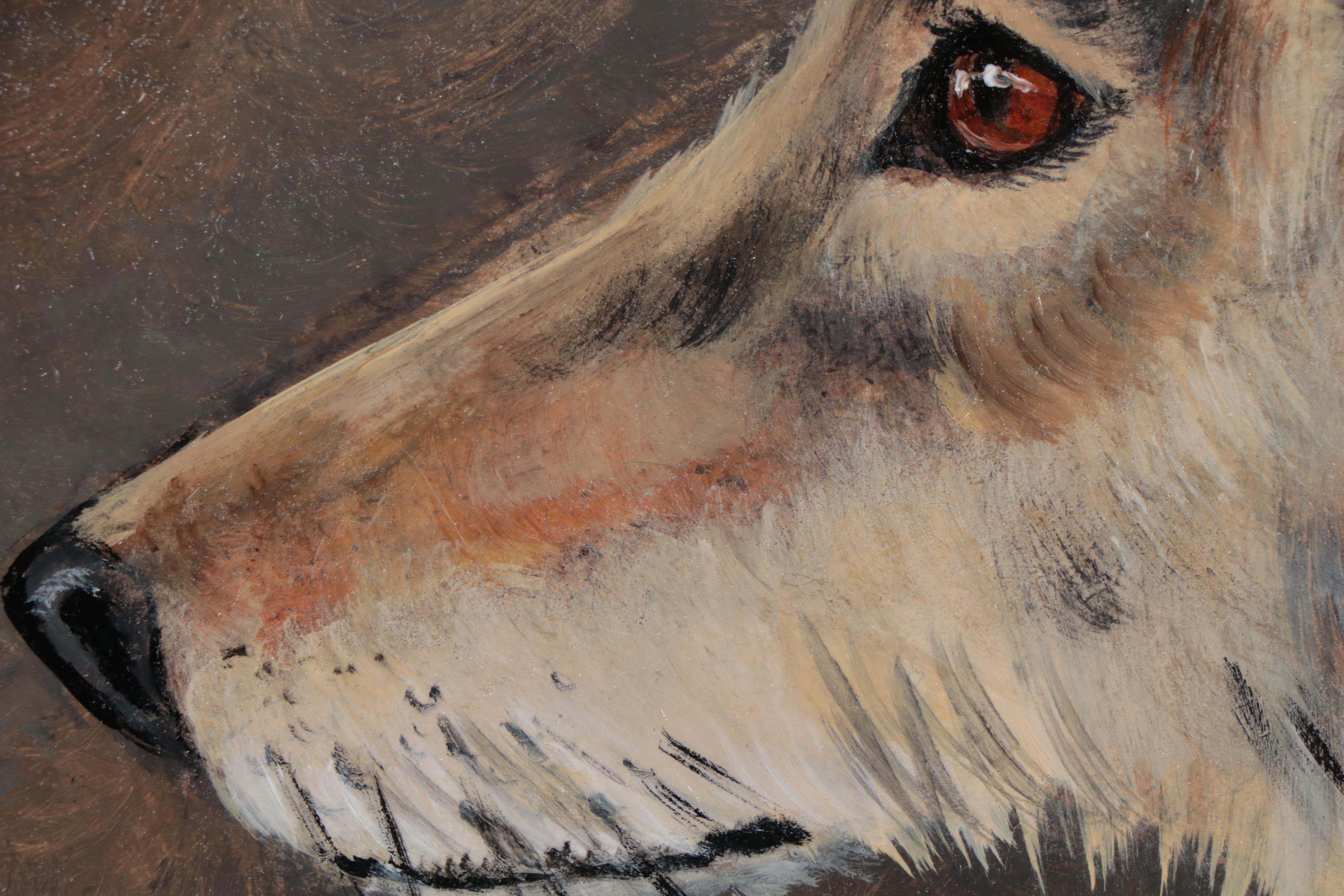 K. Eggleston Oil Painting of Wolf, 21st Century