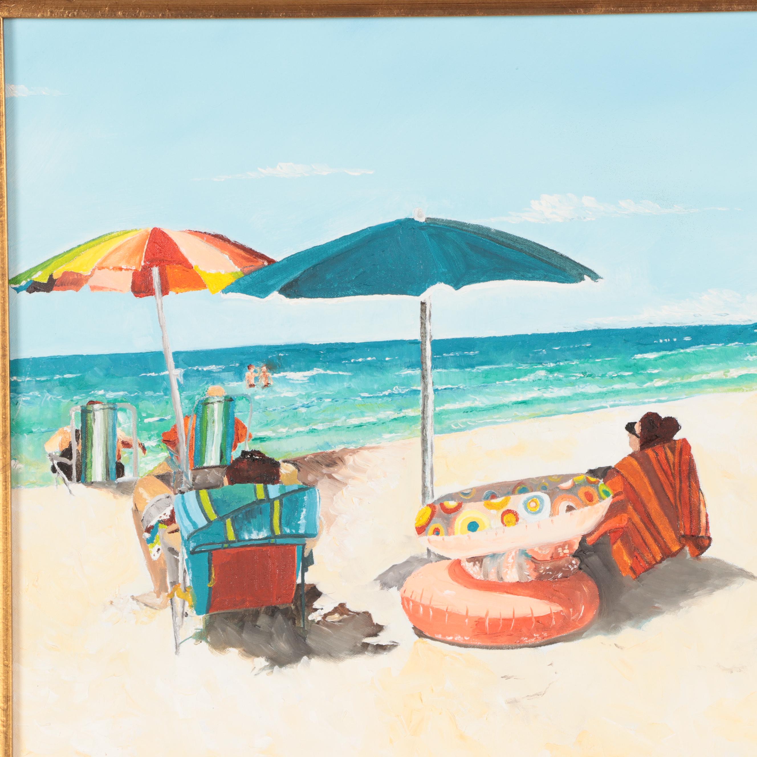 Marty Bibee Beach Scene Acrylic Painting "Southern Comfort," 2014