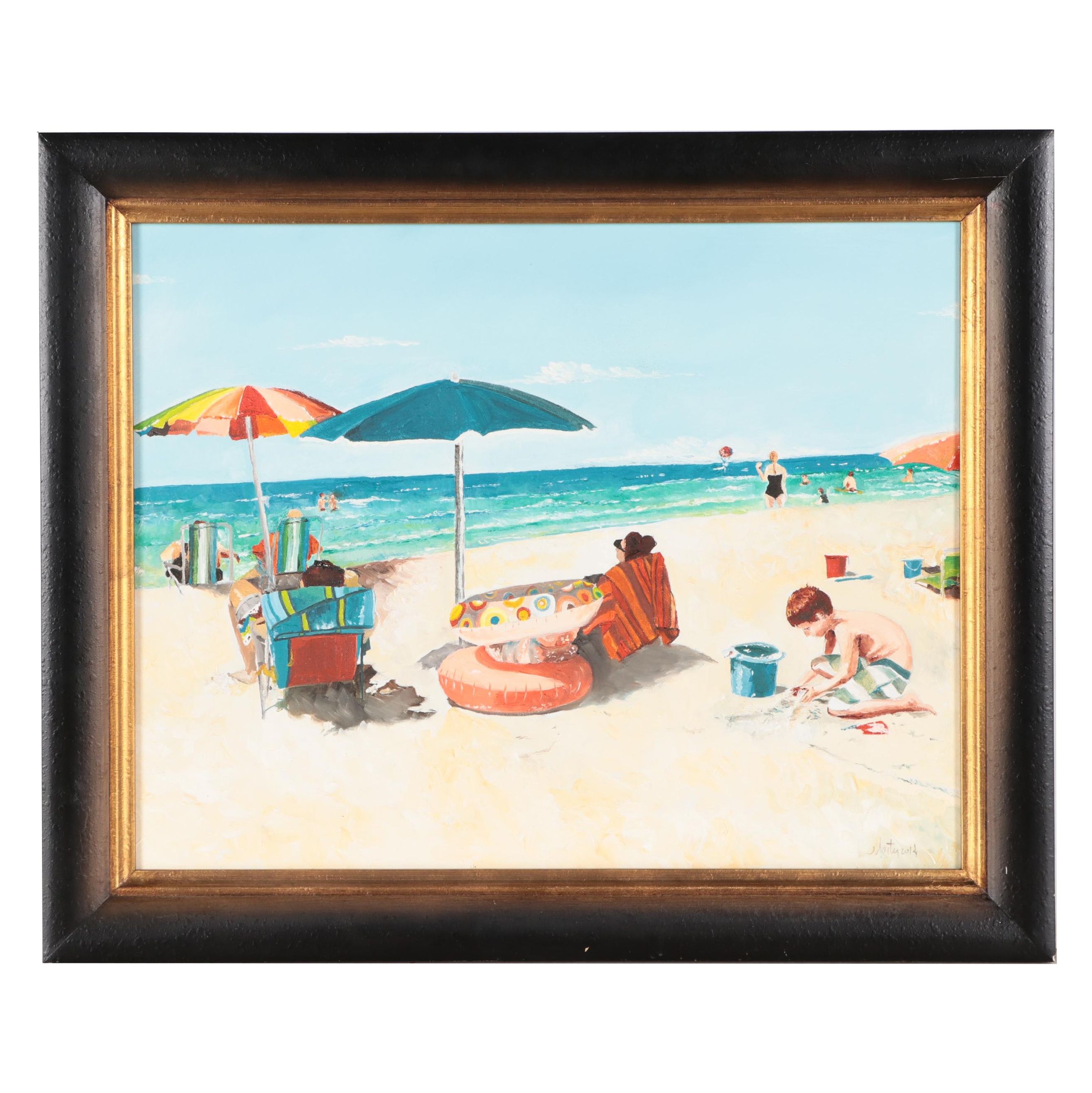Marty Bibee Beach Scene Acrylic Painting "Southern Comfort," 2014