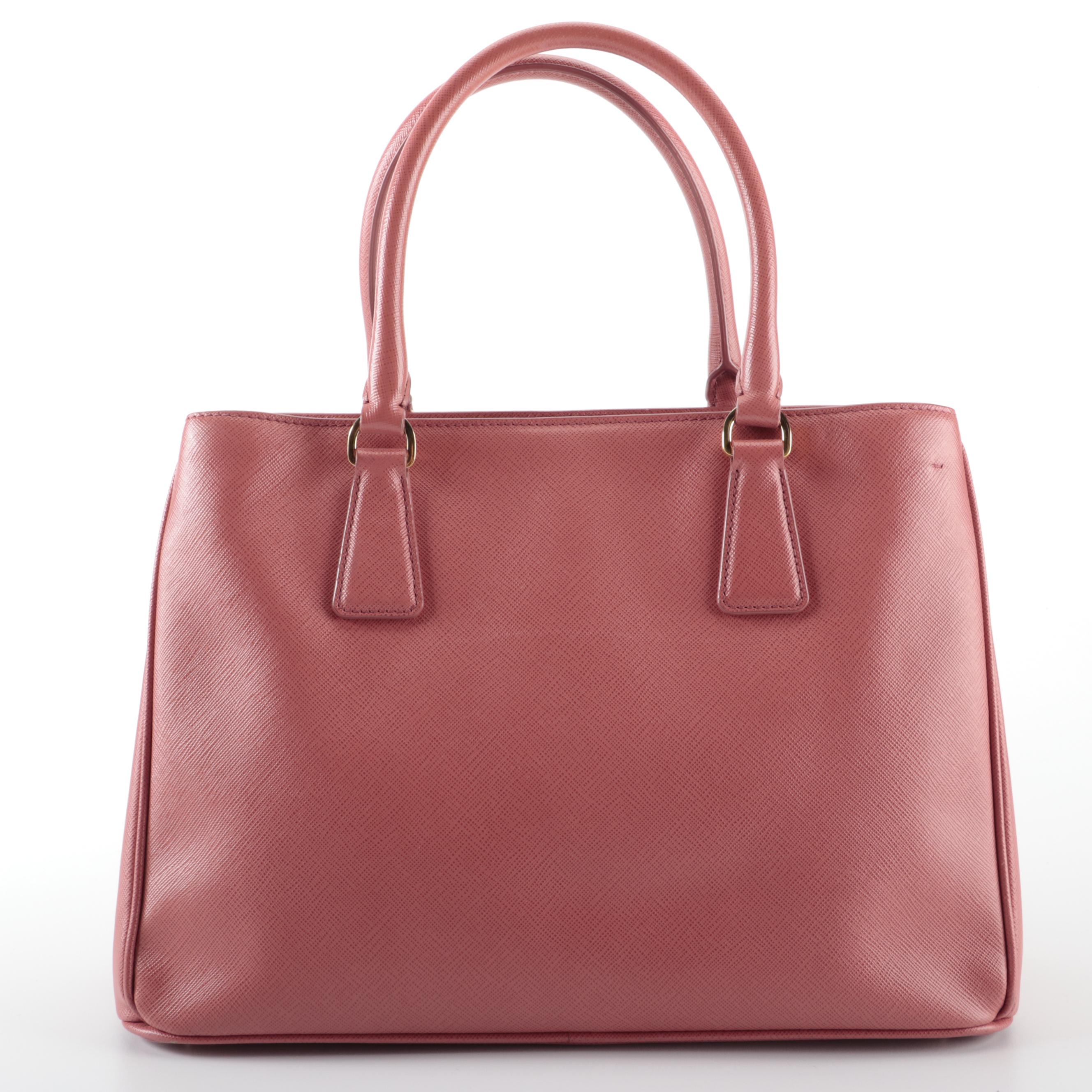 Prada Medium Gardener's Tote in Pink Saffiano Leather with Detachable Strap
