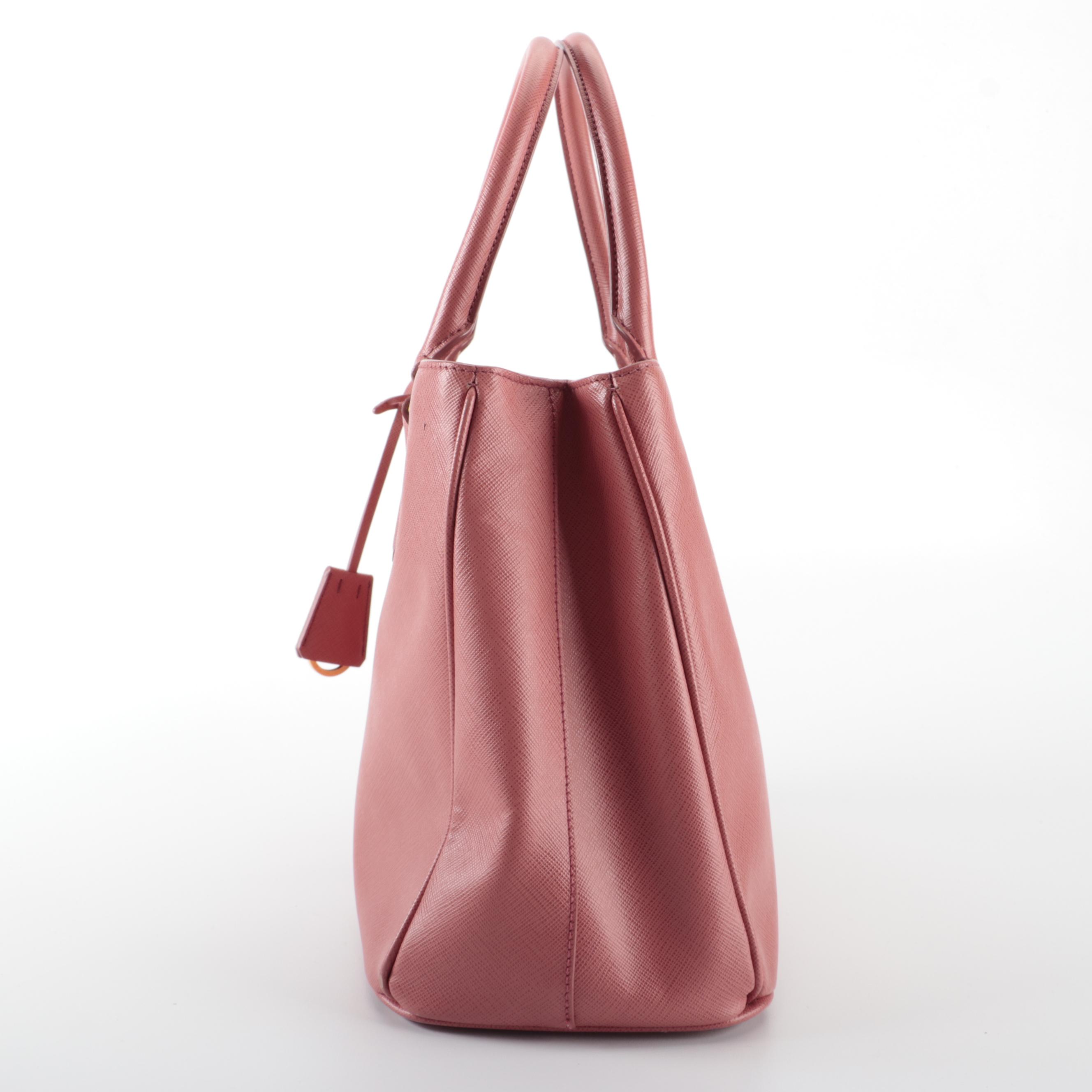 Prada Medium Gardener's Tote in Pink Saffiano Leather with Detachable Strap