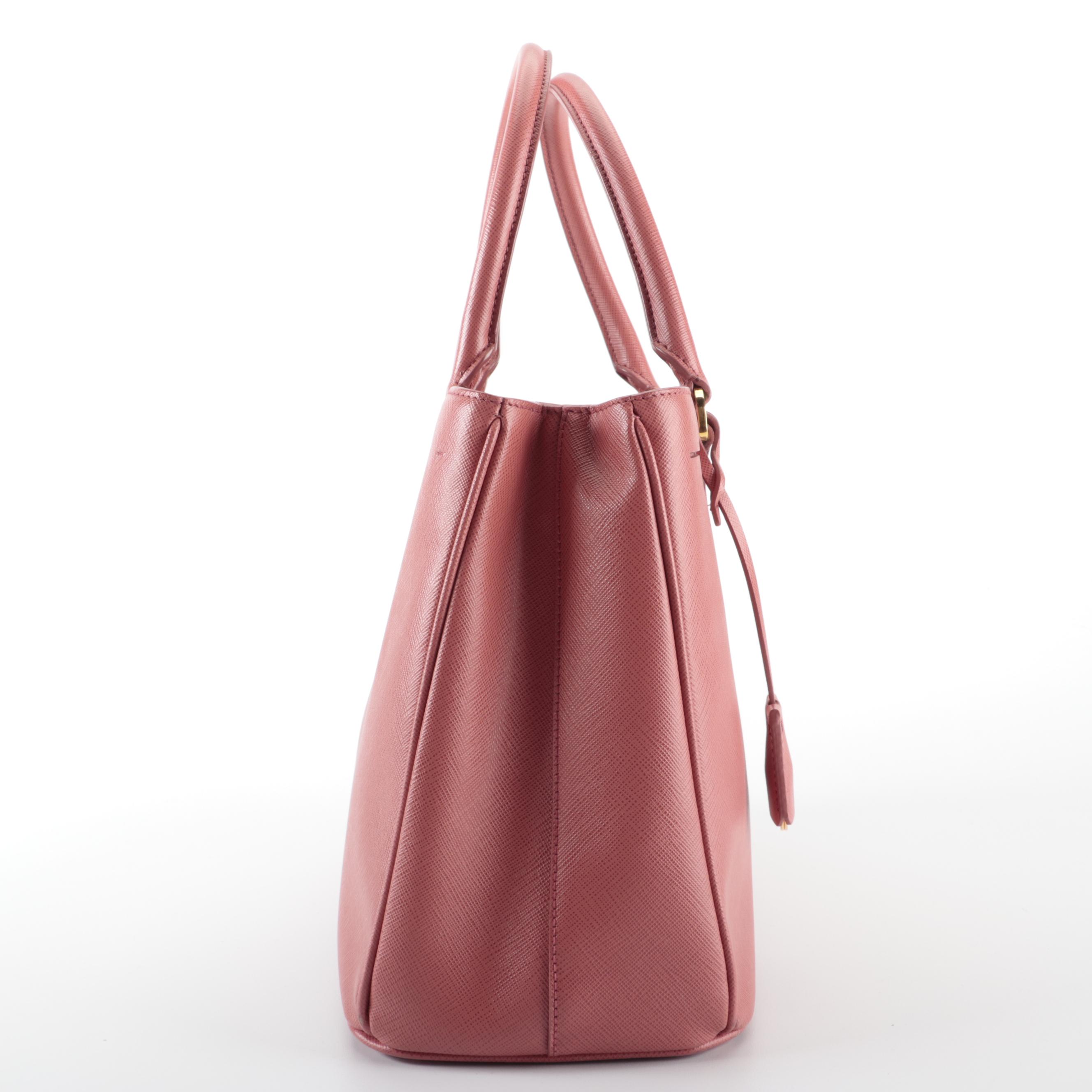 Prada Medium Gardener's Tote in Pink Saffiano Leather with Detachable Strap