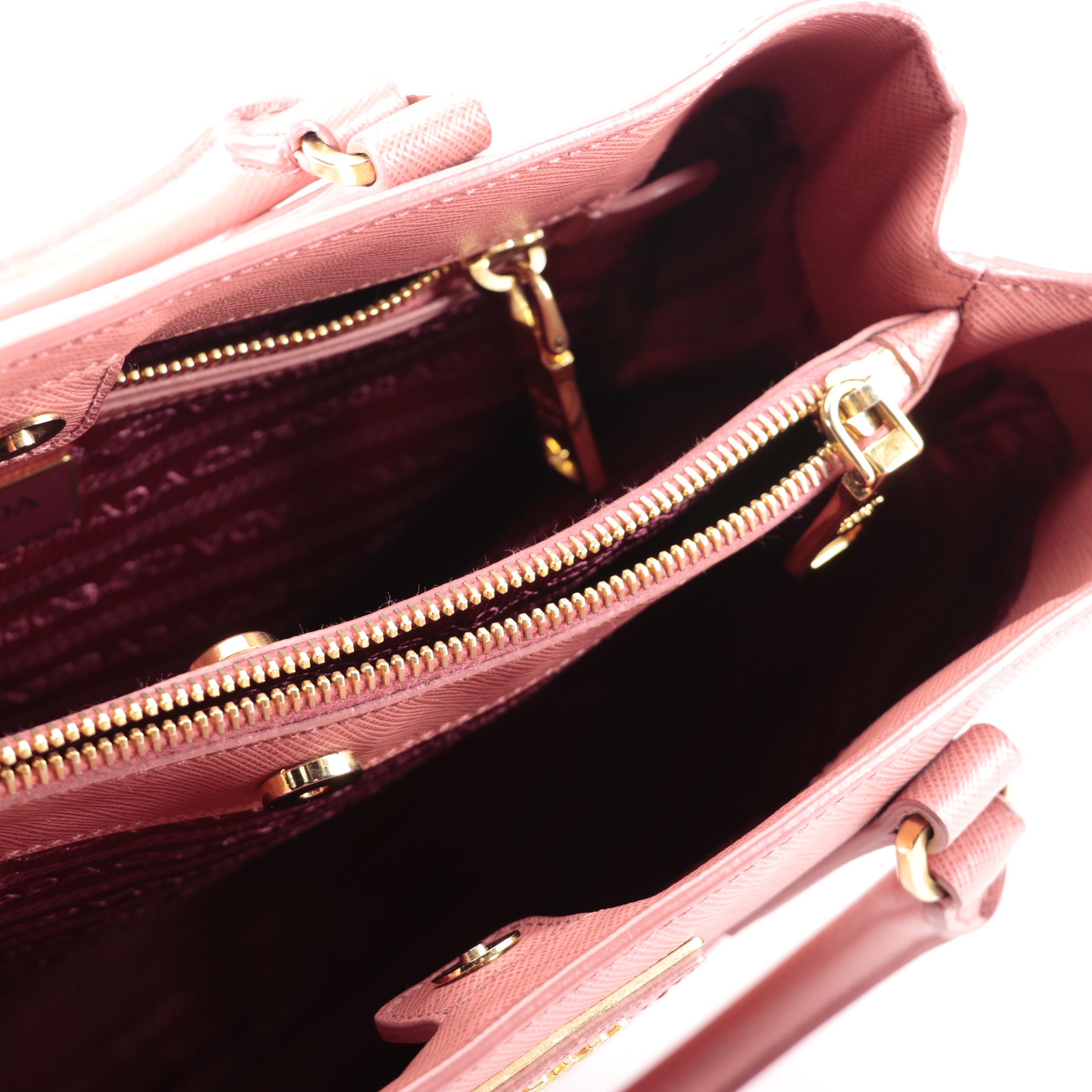 Prada Medium Gardener's Tote in Pink Saffiano Leather with Detachable Strap