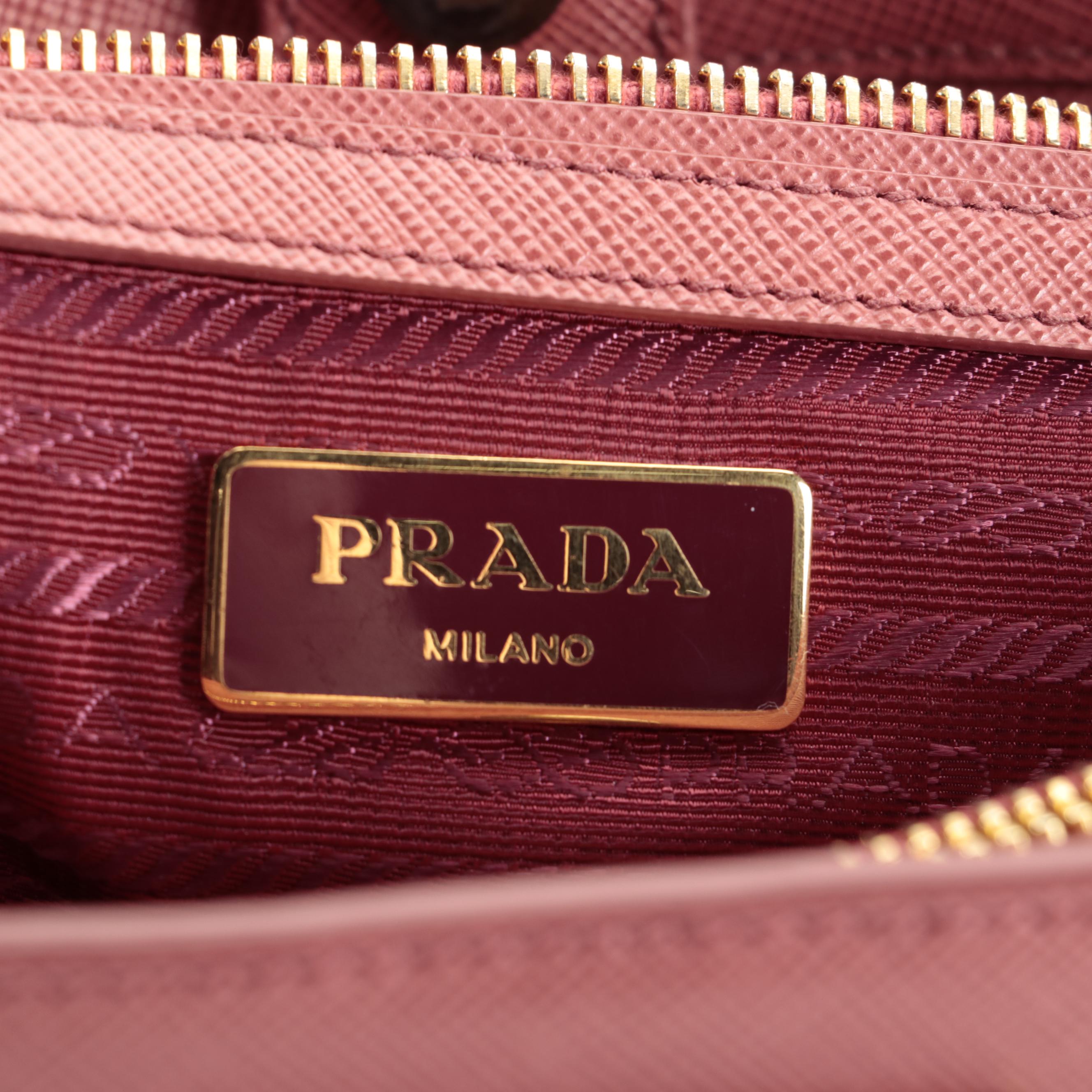 Prada Medium Gardener's Tote in Pink Saffiano Leather with Detachable Strap