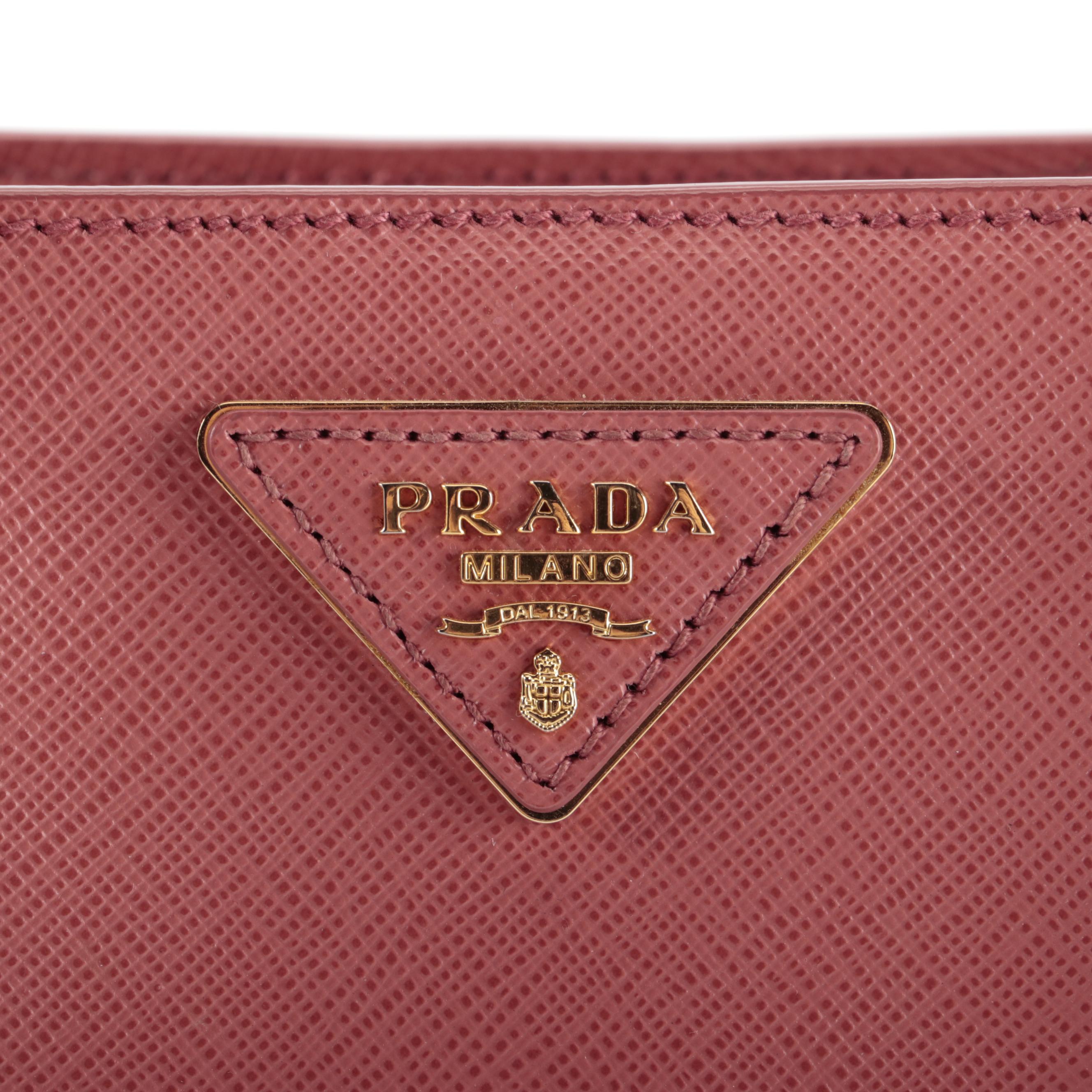 Prada Medium Gardener's Tote in Pink Saffiano Leather with Detachable Strap
