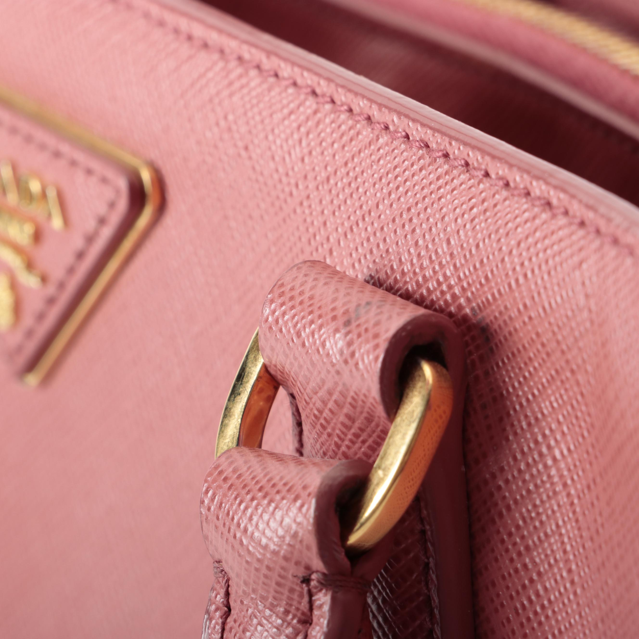 Prada Medium Gardener's Tote in Pink Saffiano Leather with Detachable Strap
