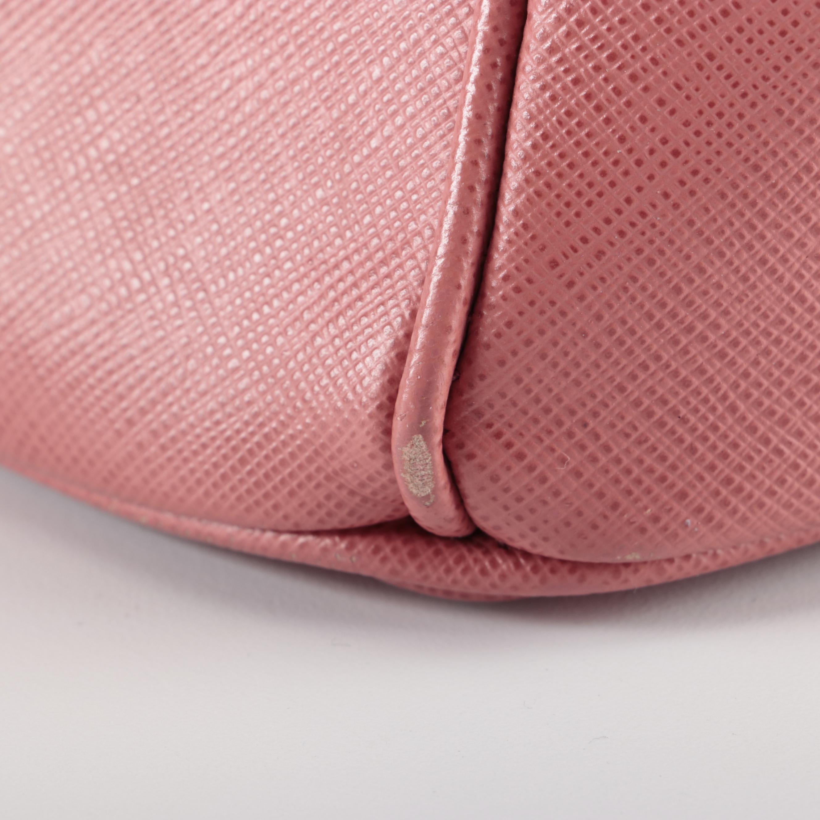 Prada Medium Gardener's Tote in Pink Saffiano Leather with Detachable Strap