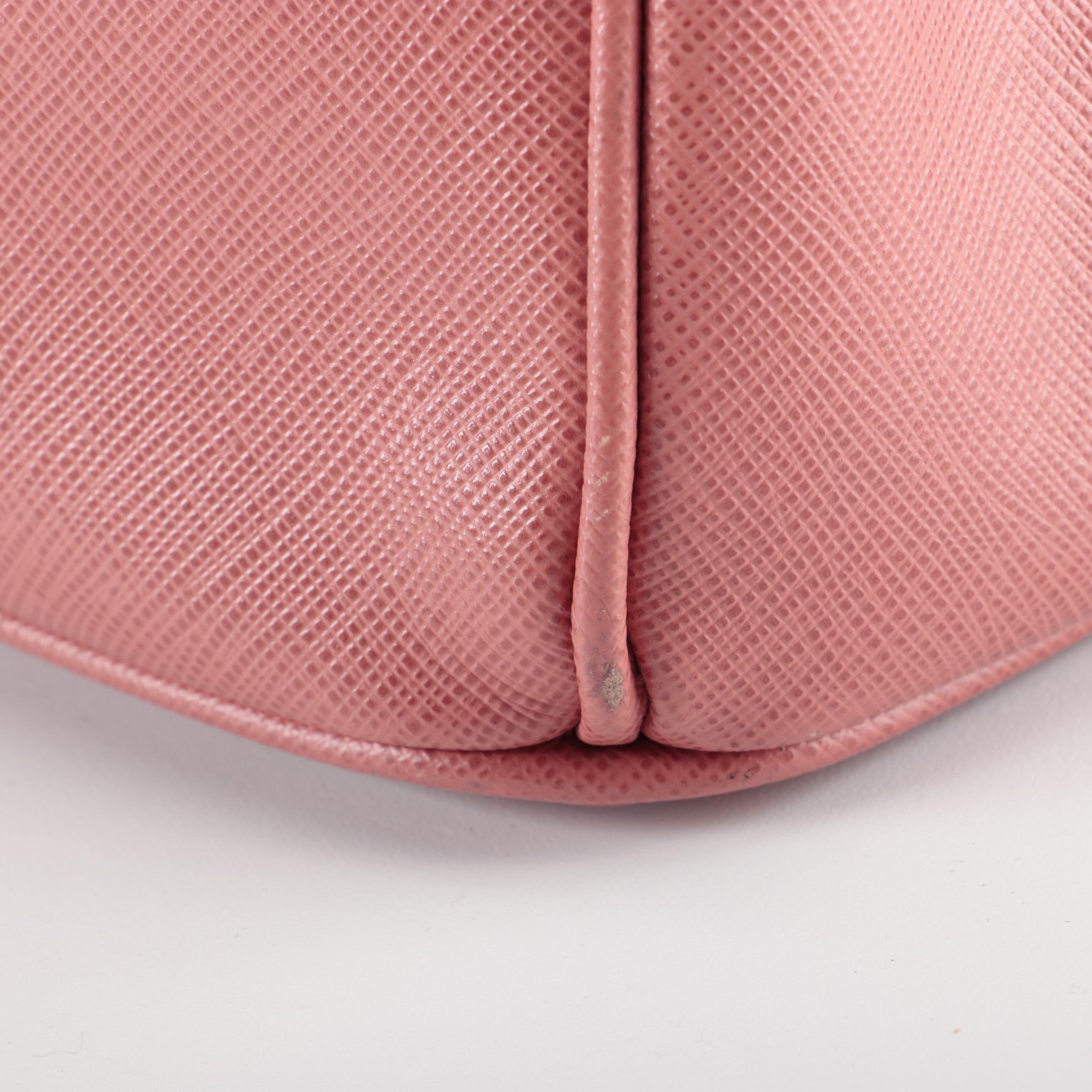 Prada Medium Gardener's Tote in Pink Saffiano Leather with Detachable Strap