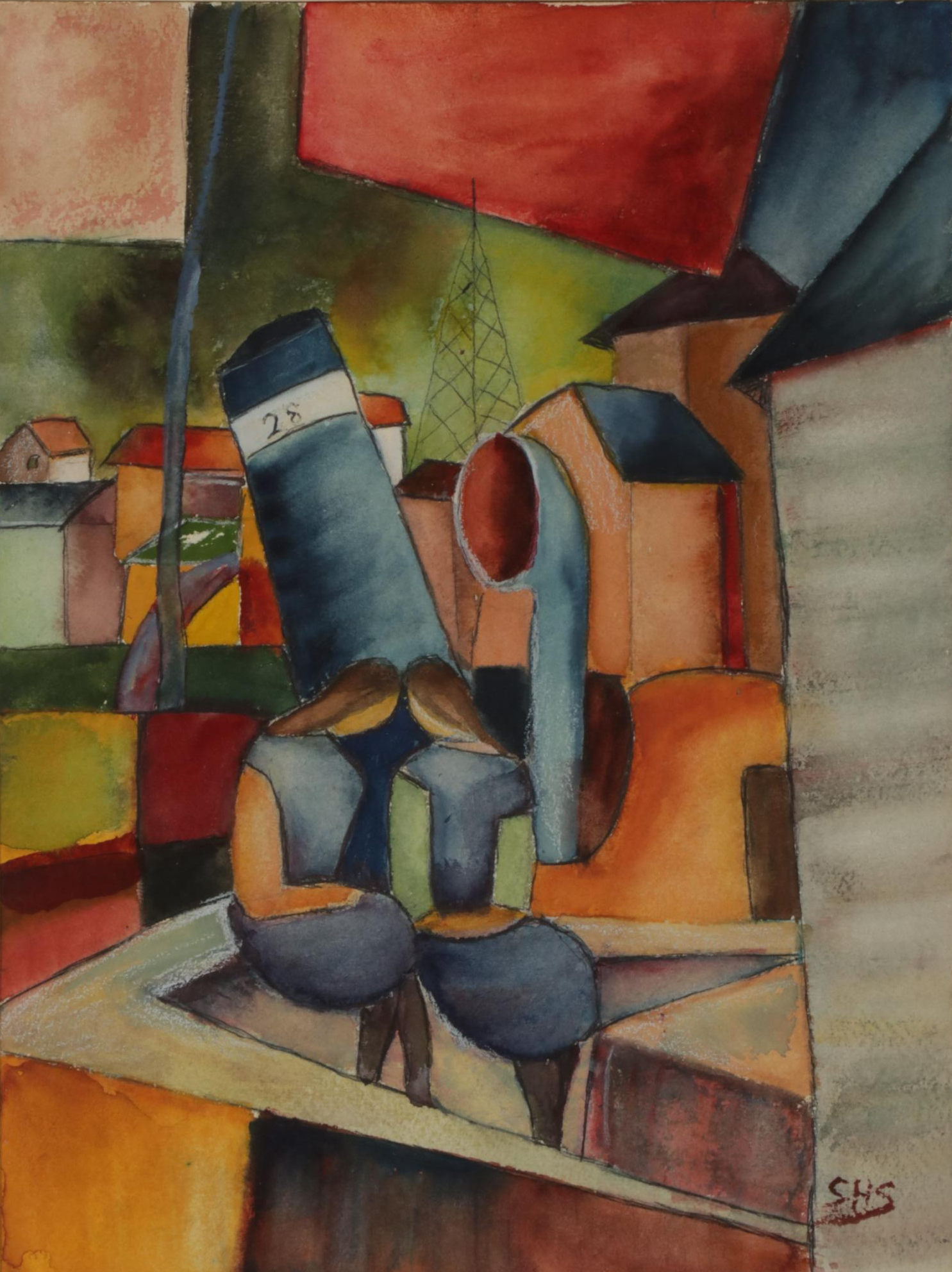 Watercolor Painting After August Macke, Mid-Late 20th Century